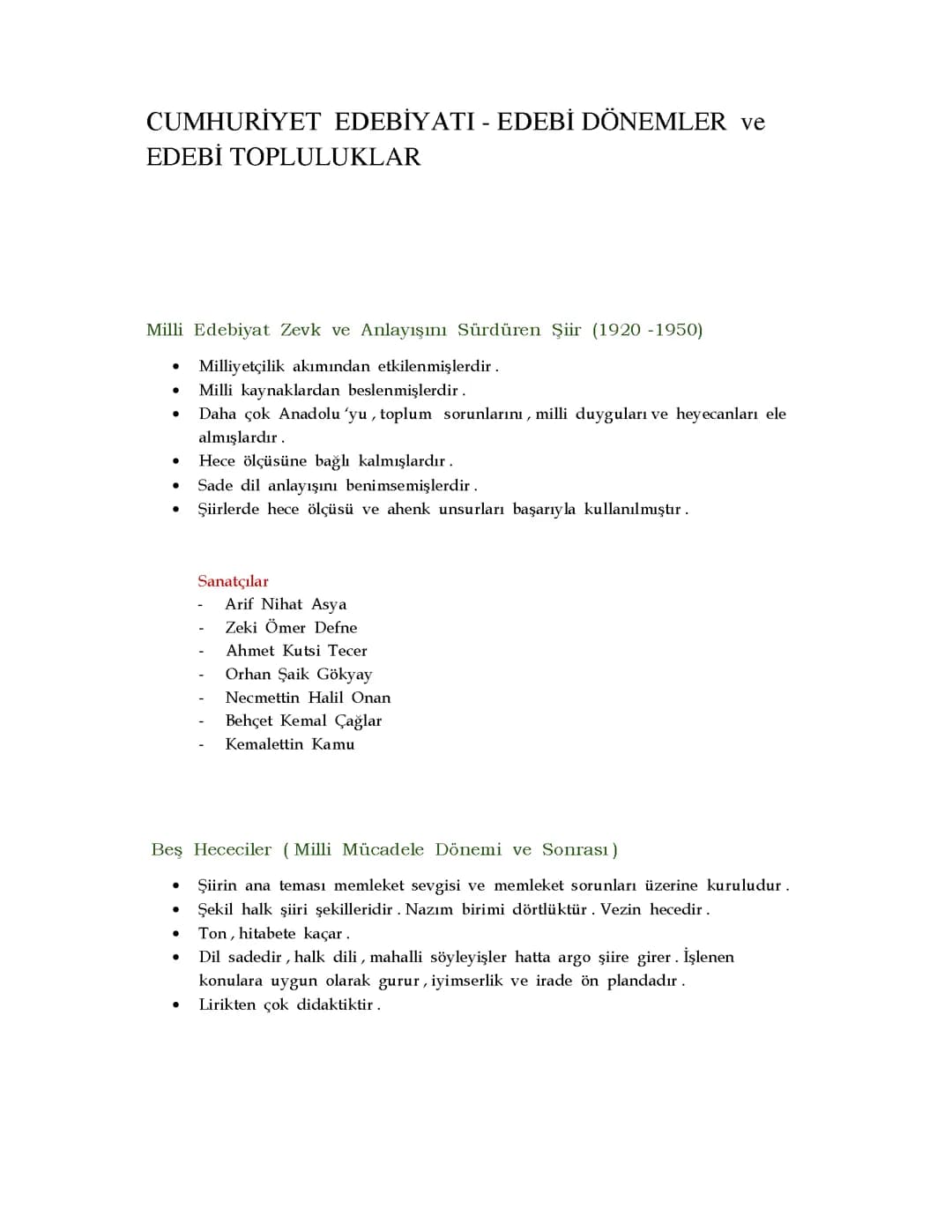 EDEBİ  DÖNEMLER ve  EDEBİ  TOPLULUKLAR 