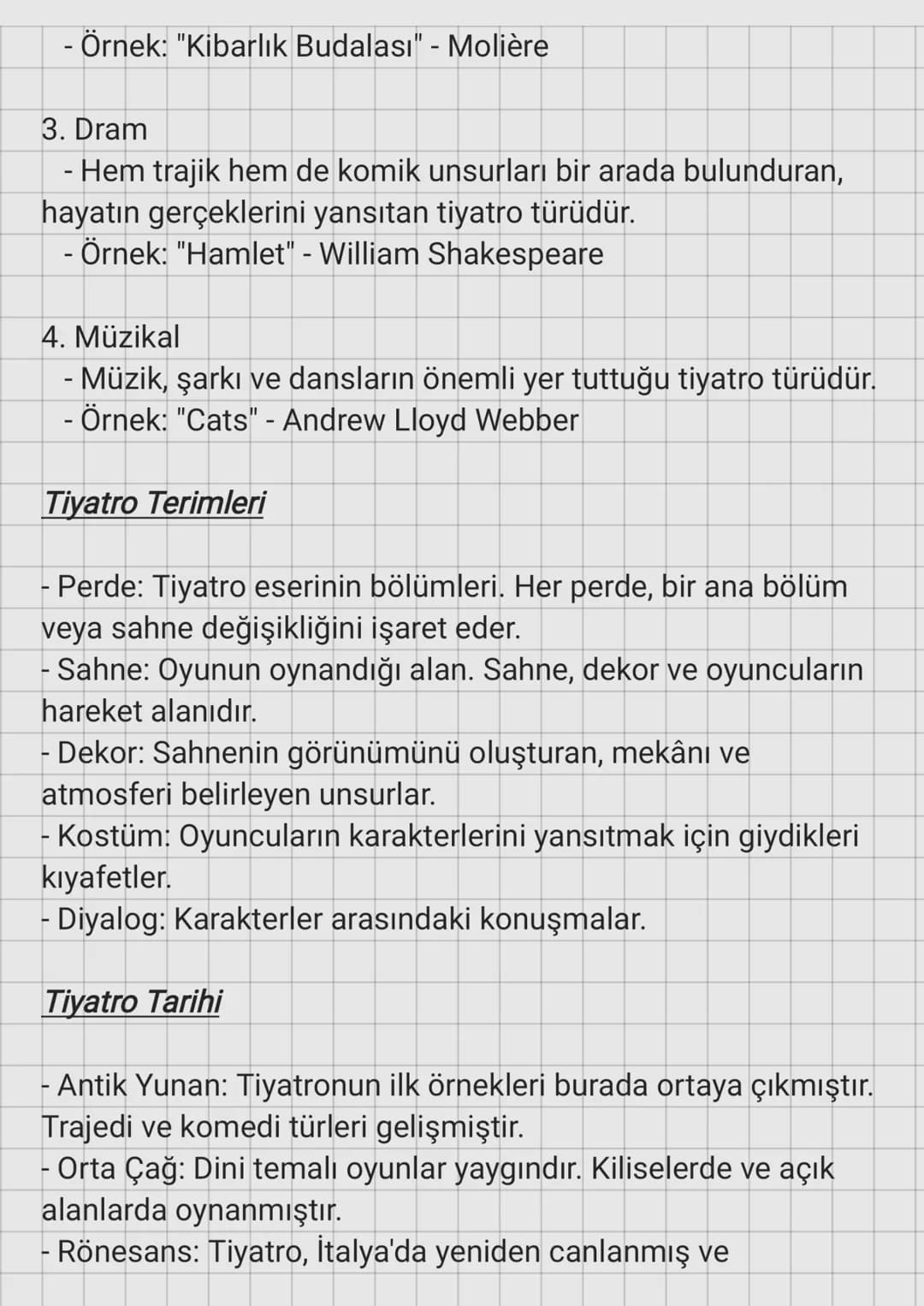 Tiyatronun Tanımı
Tiyatro
Tiyatro, bir metne dayalı olarak sahnede sergilenen,
oyuncular tarafından canlandırılan, görsel ve işitsel sanatla