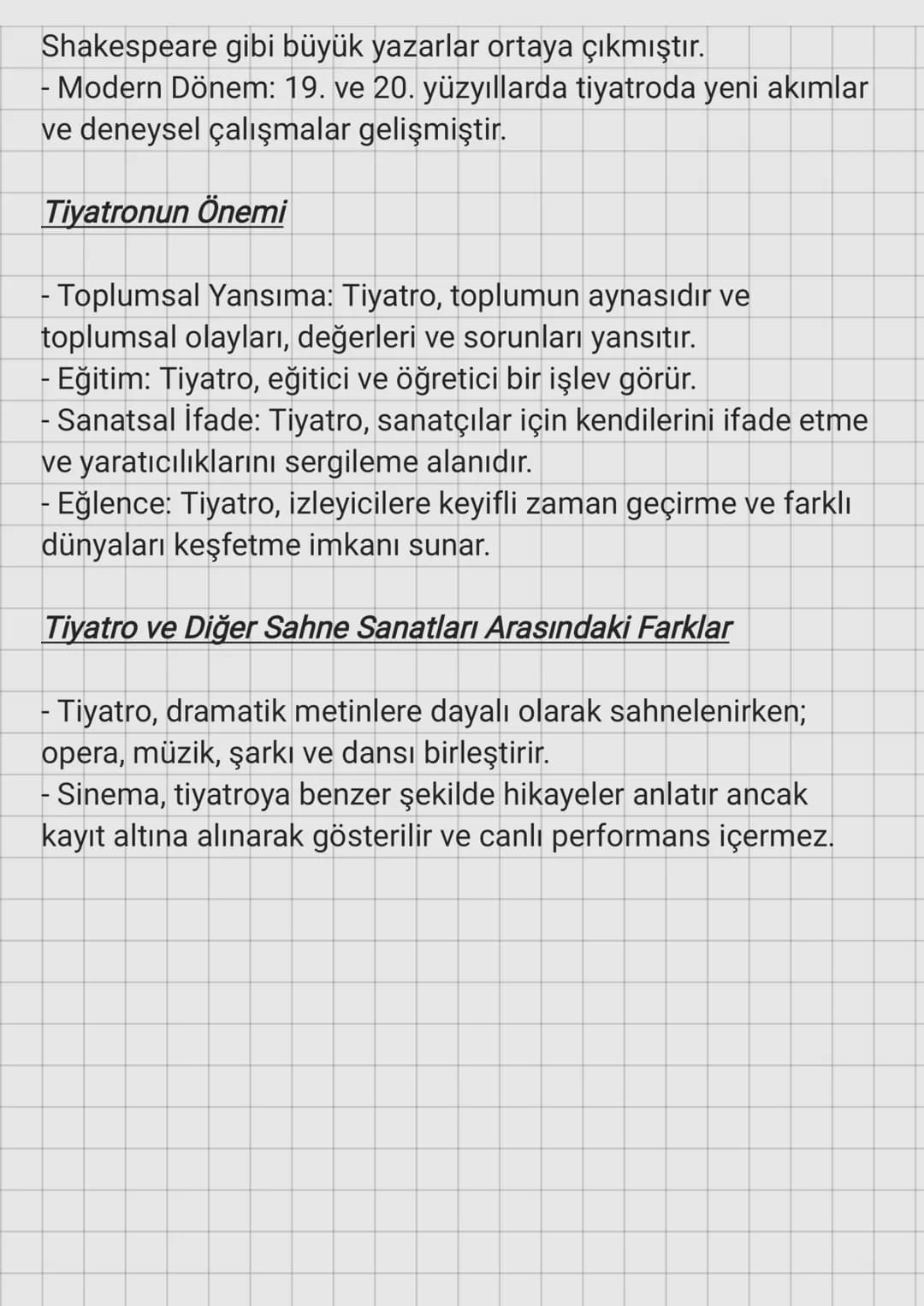 Tiyatronun Tanımı
Tiyatro
Tiyatro, bir metne dayalı olarak sahnede sergilenen,
oyuncular tarafından canlandırılan, görsel ve işitsel sanatla
