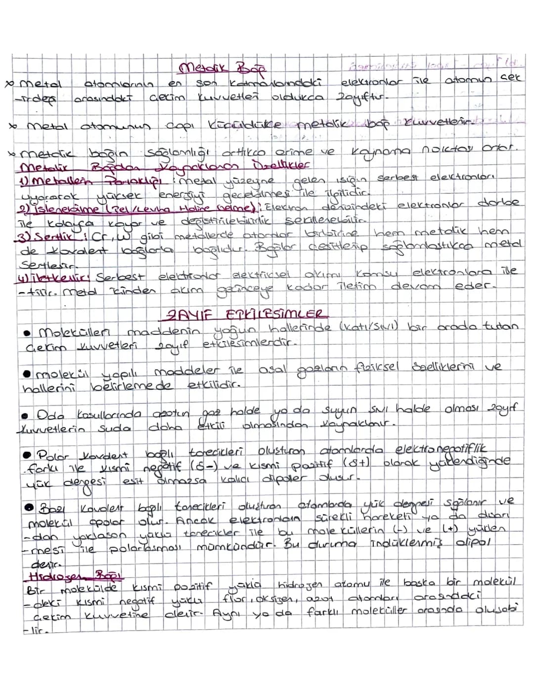 Metalik Bağ Özellikleri ve Örnekleri - 9. Sınıf Kimya Ders Notları PDF