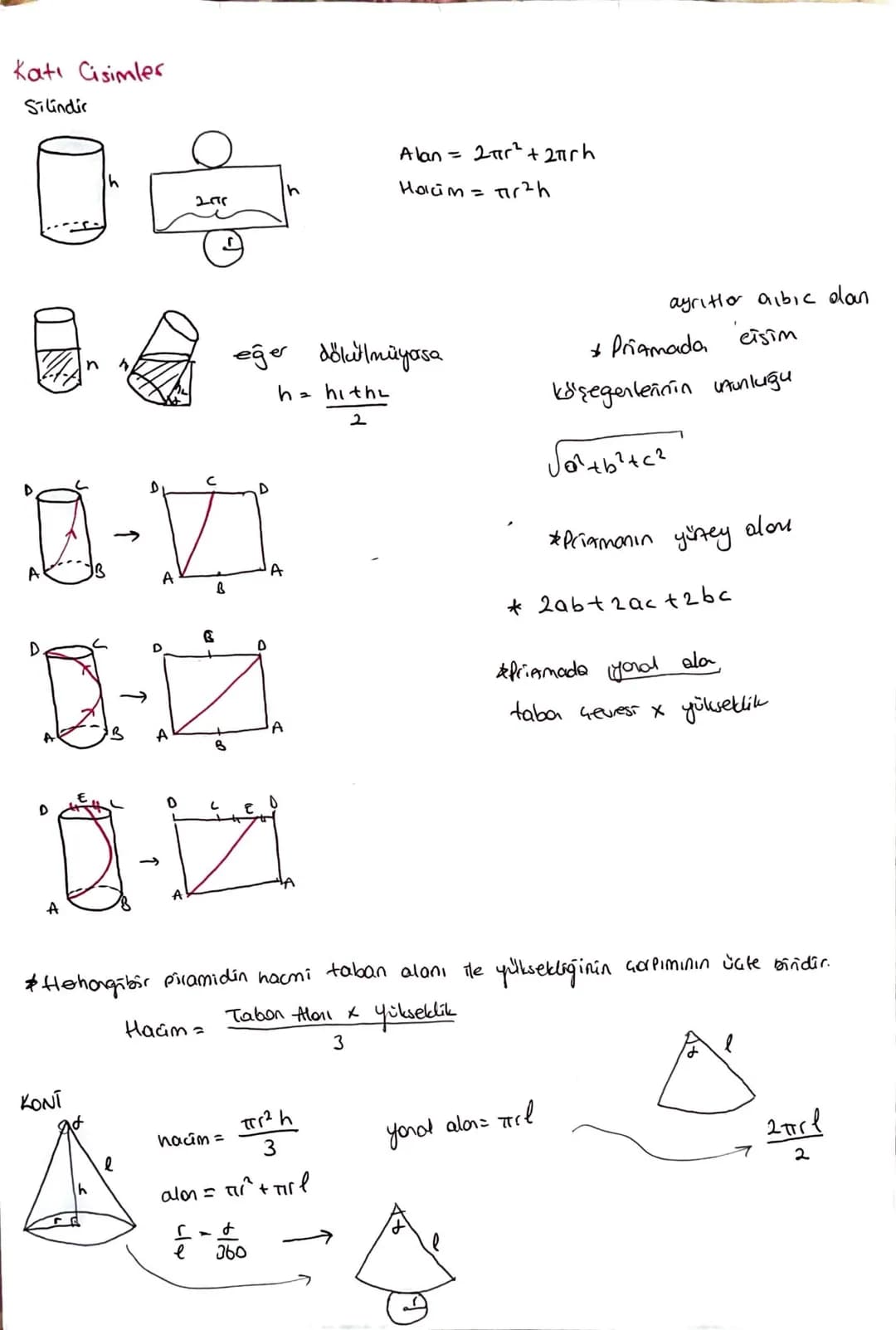 Kati Cisimler
Silindir
h
2015
Alan = 2πr² +2πrh
Holcim = π2h
ayritler albic dan
h
eğer dökülmüyorsa
D
M-II
B
D-1
A
A
A
h = hithe
2
* Priamad