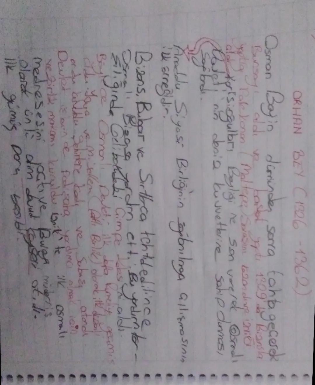 7.sinif 2.unite Osmanlı Devleti orhan bey