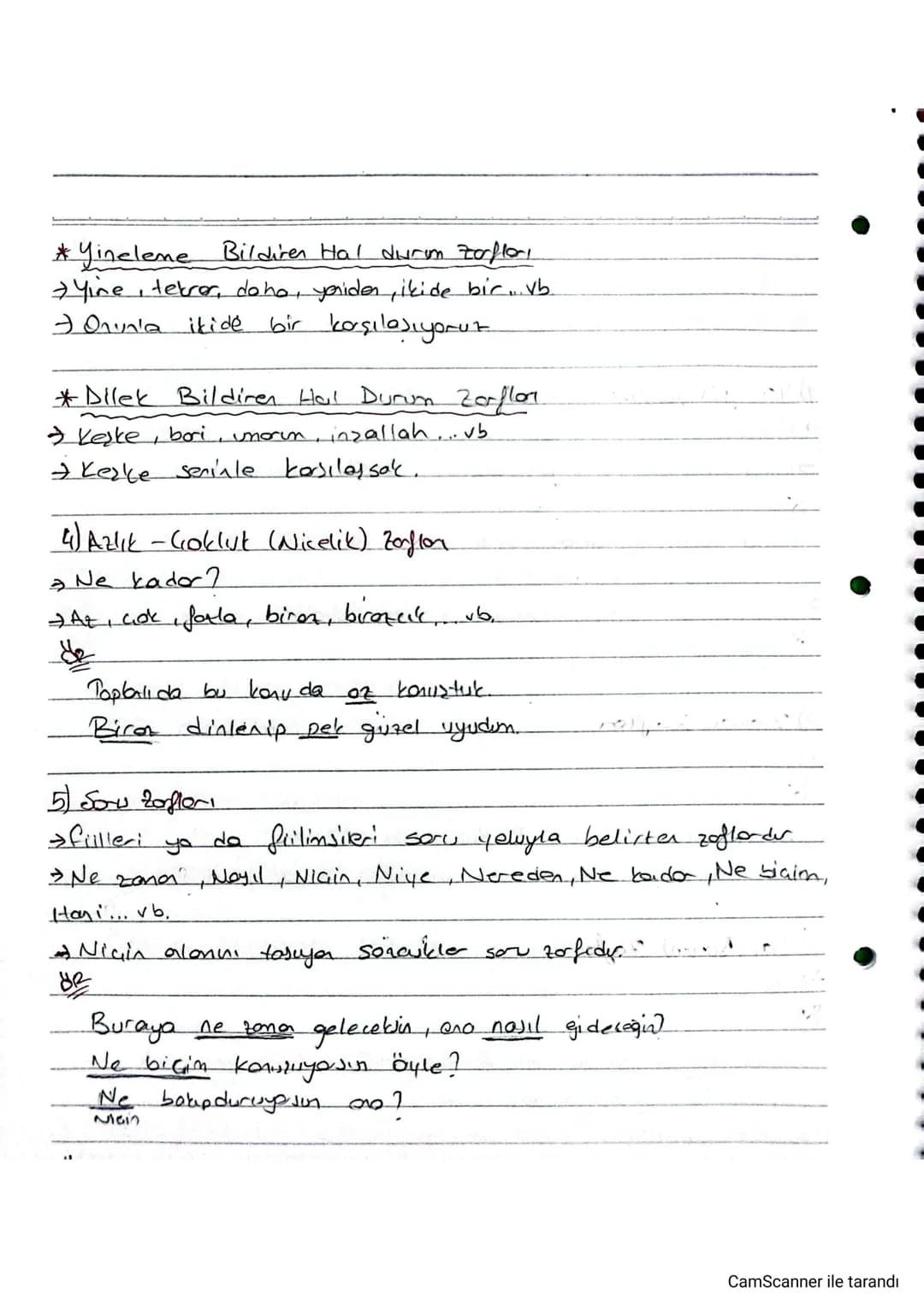 7
ZARE (BELİRTEG)
filleri,
,fiilimsileri, sıfatlar yo da basko zarfler, zorion, Ozlık
çoklijk, durum, nicelik vb. yoilerden belirten tomonla