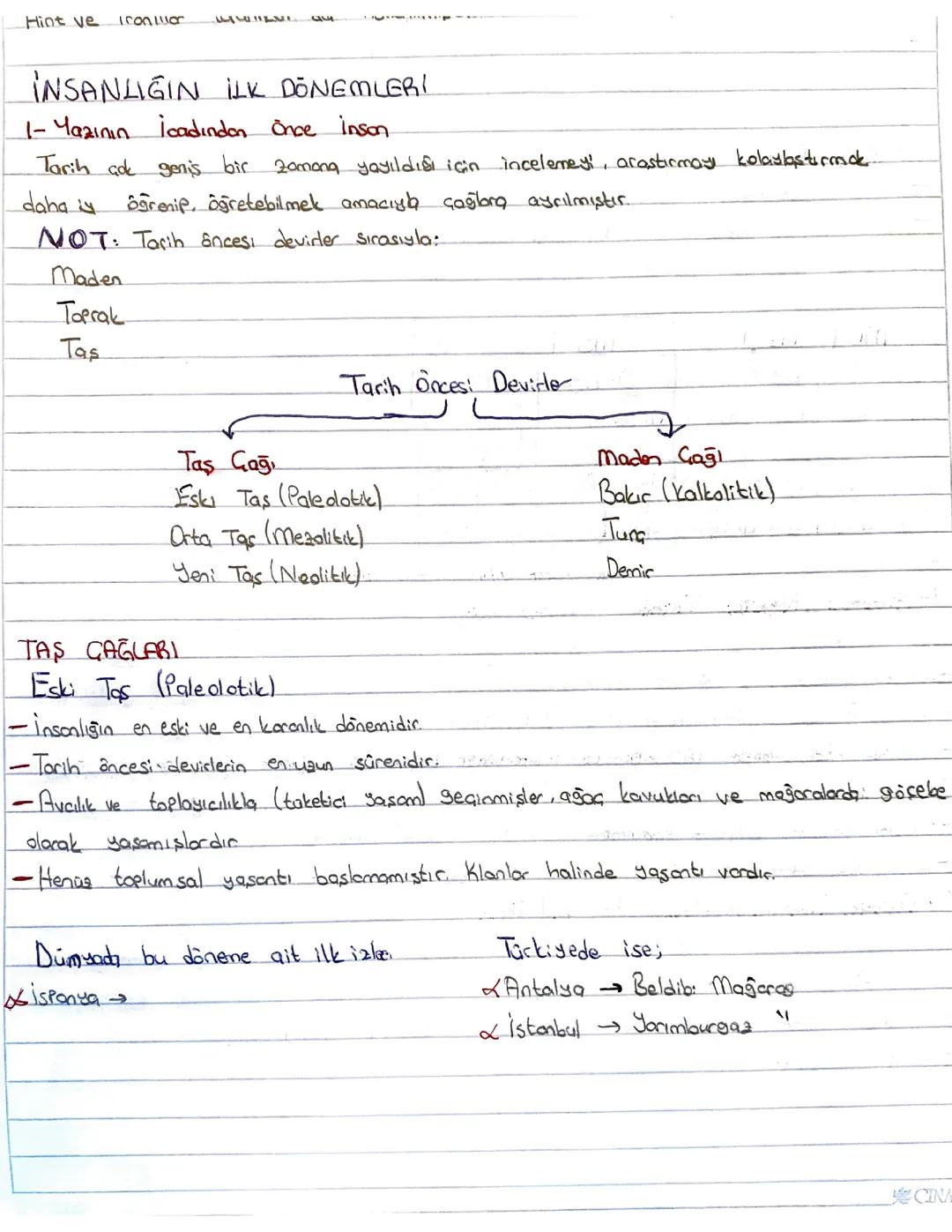 Tarih İnsanlığın İlk Dönemleri