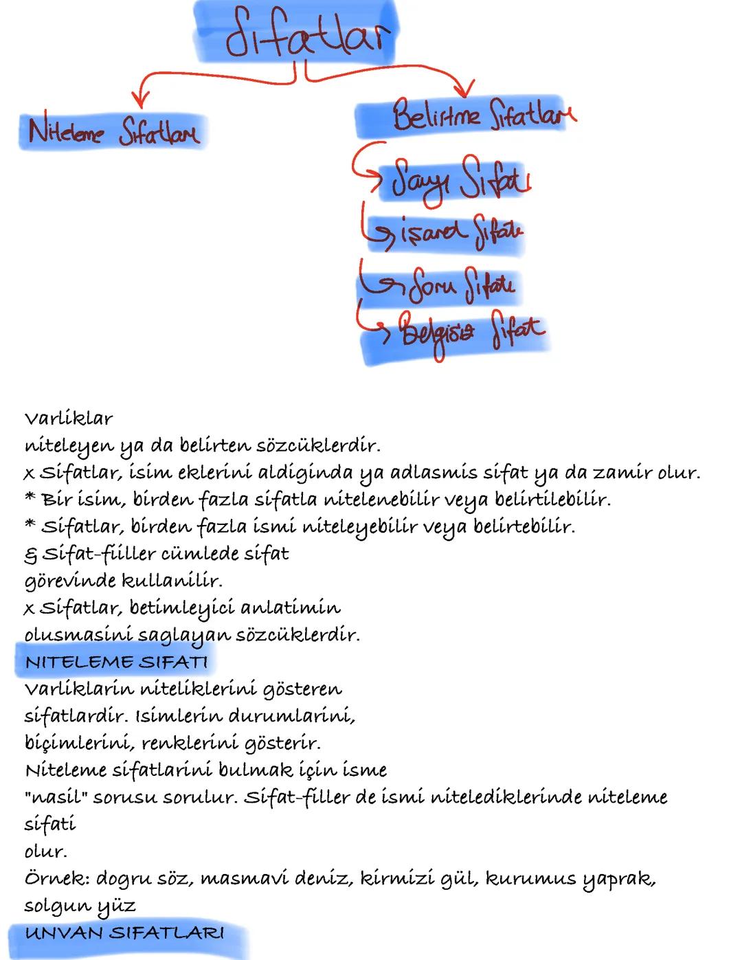 Sıfatlar ve Türleri Hakkında Öğrenci Rehberi