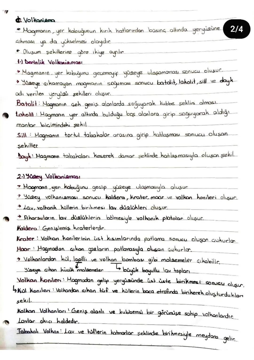 Volkaniema
* Magmanın, yer kabuğunun kırık hatlarından basing altında yeryüzüne 2/4
çıkması
ya
da
yükselmesi olayıdır.
* Oluşum şekillerine 