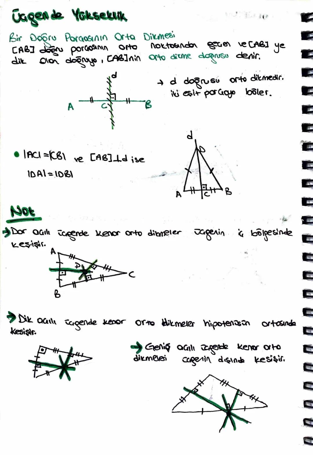 Üagen de Yükseklik
Bir Doğru Parçasının Orta Dikmesi
[AB] doğru porGosının orto
dik
noktasından geçen ve CABI
ye
Olar doğruys, [AB]nin orto 