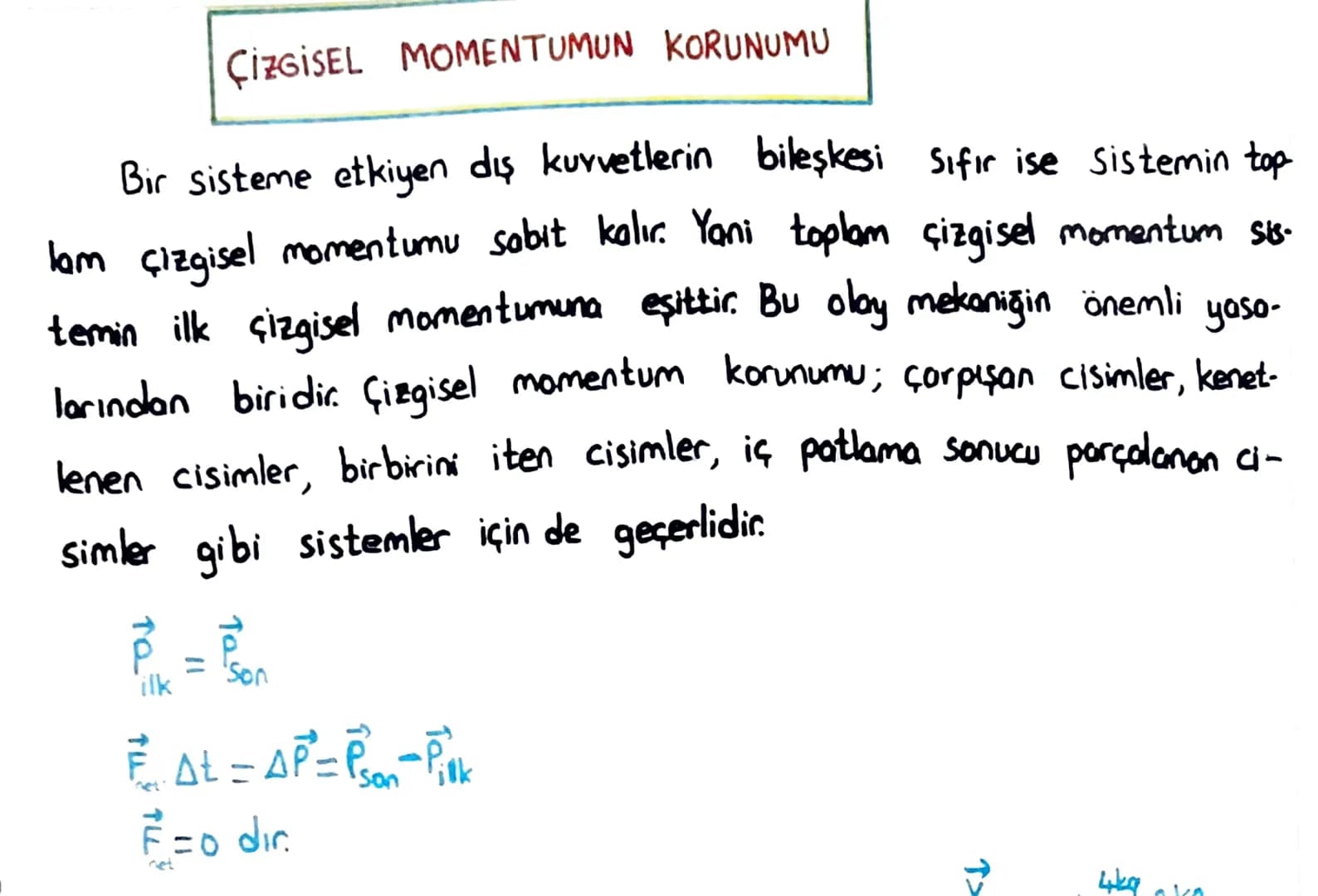 7.UNITE ITME VE ÇİZGİSEL MOMENTUM
Bir tenisçinin raketle vurduğu top, çarpma esnasında anlık hız ve
ivme kazanır.
Çizgisel Momentum
V=0
→ m₁