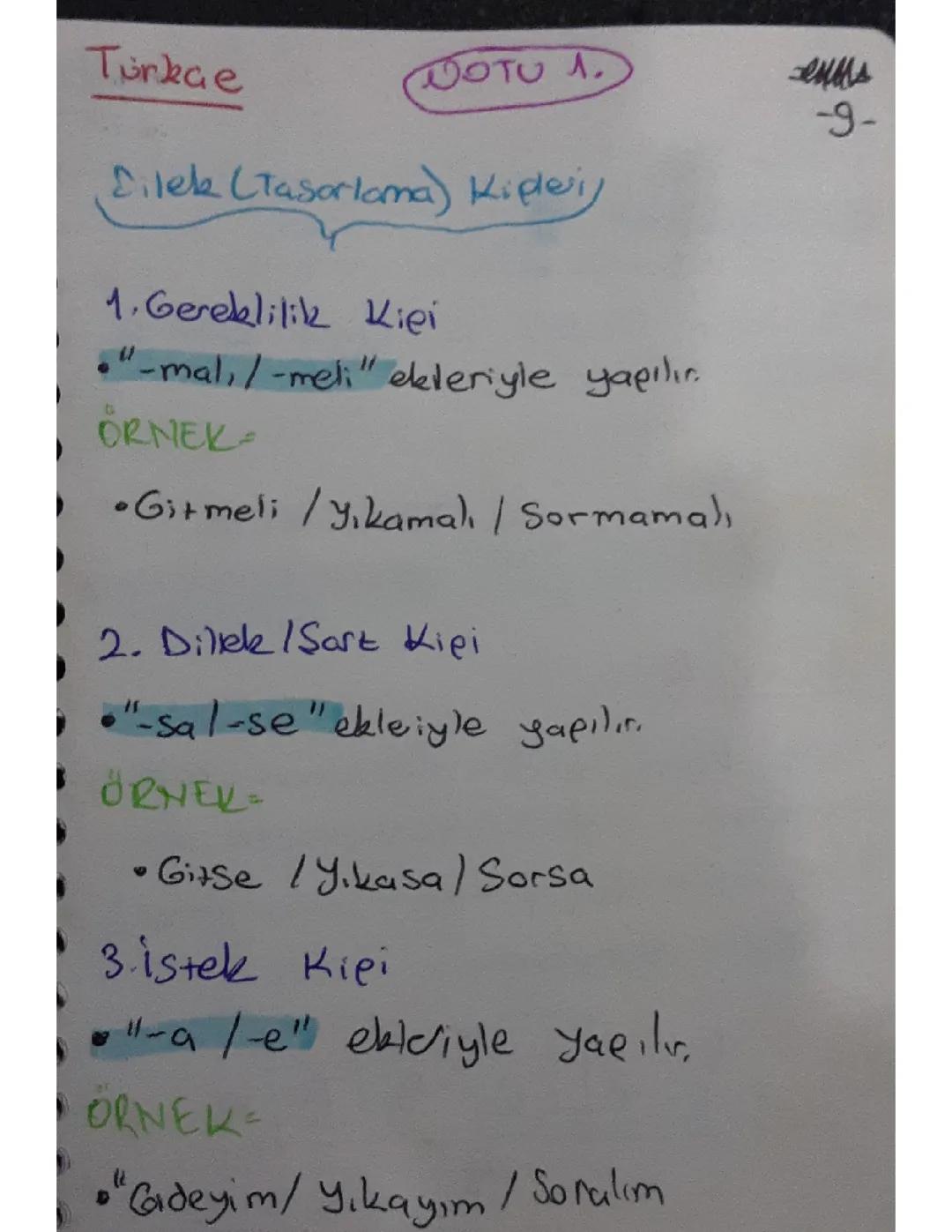 7. Sınıf Türkçe Kipler Konu Anlatımı ve Örnekler