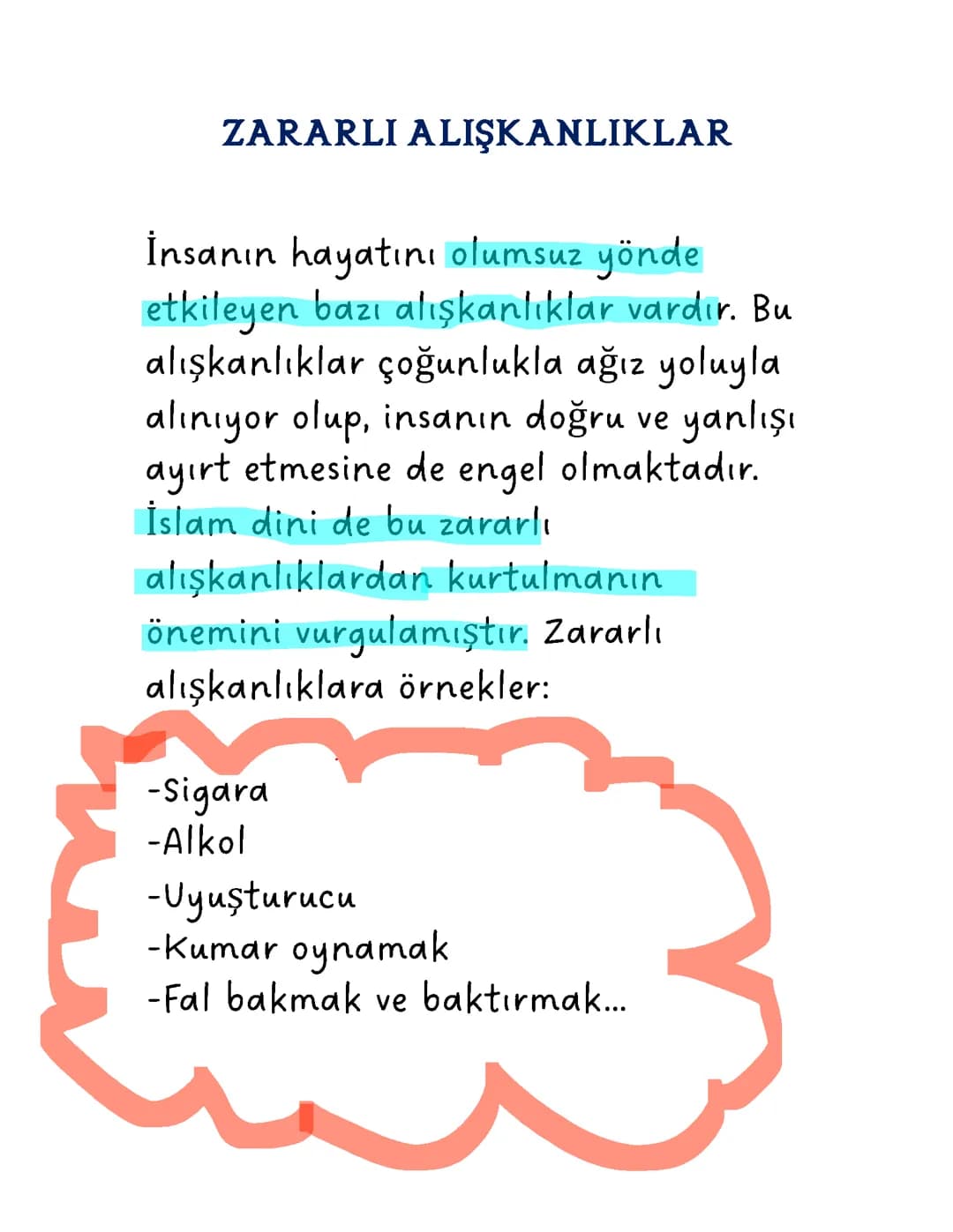 Zararlı Alışkanlıklar konu anlatımı