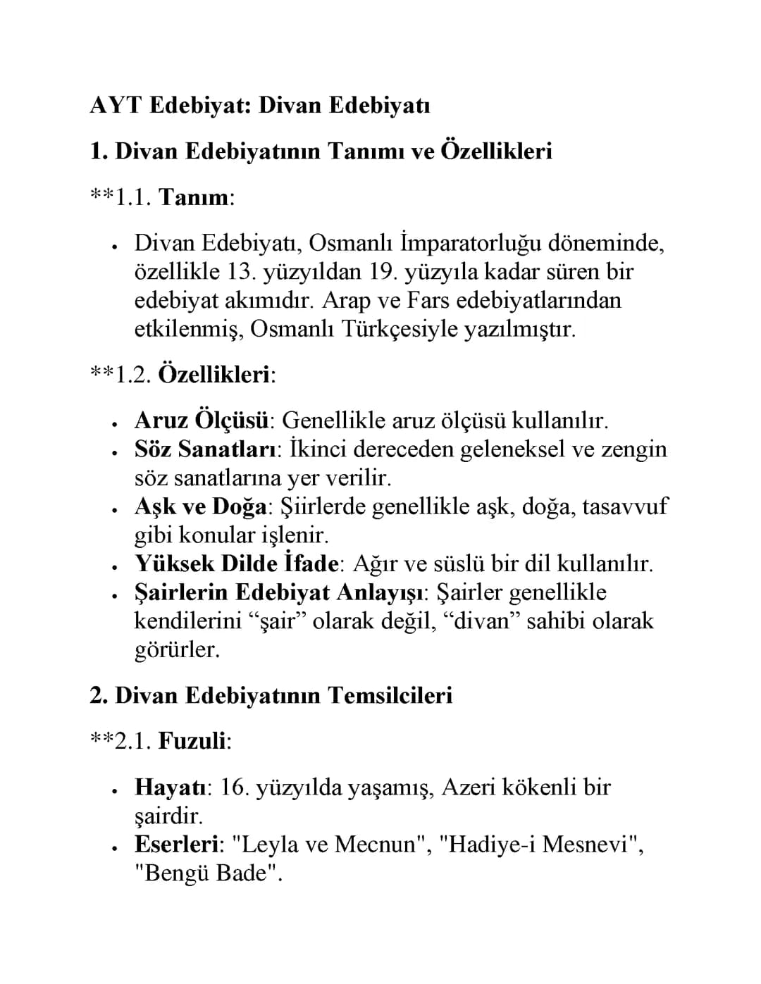 DİVAN EDEBİYATI