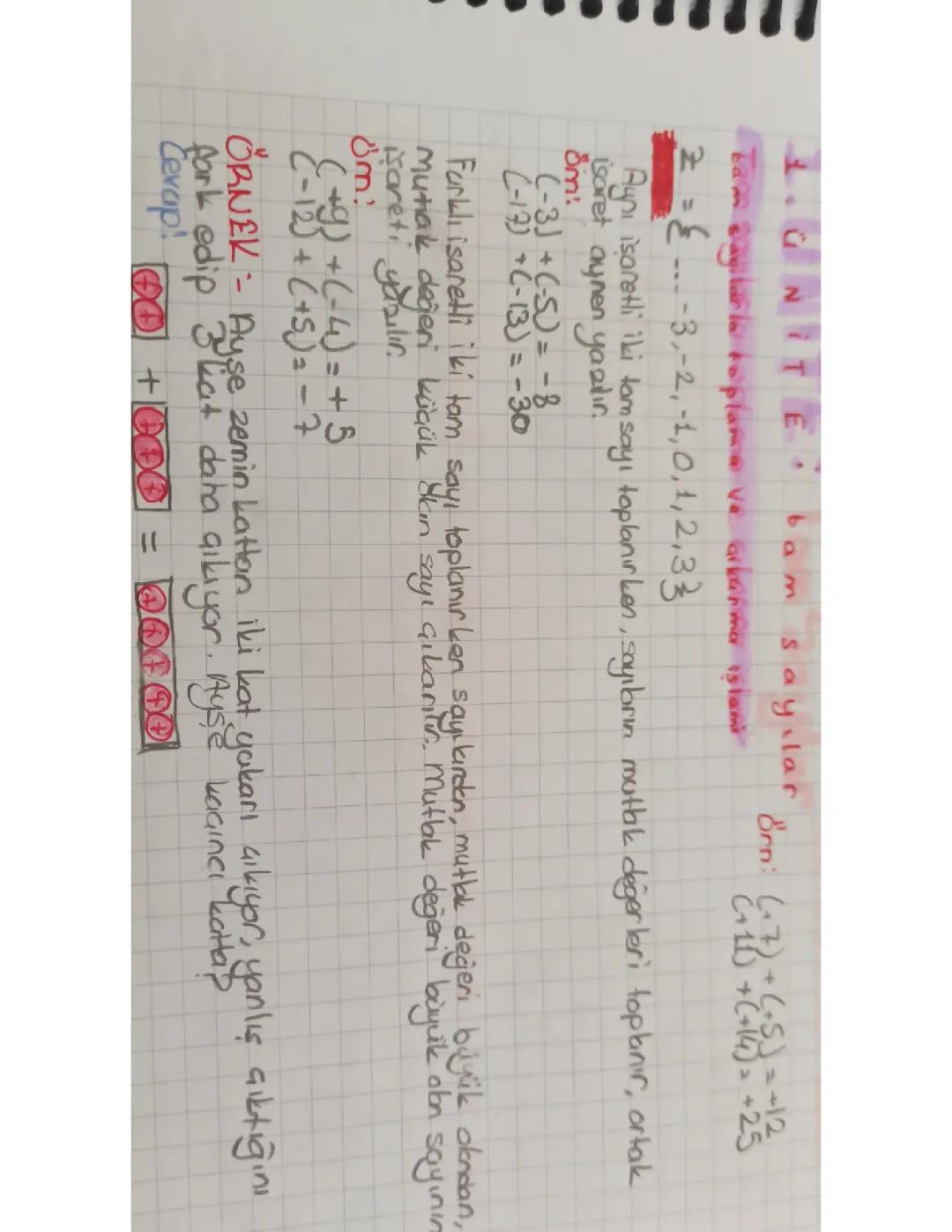 7. Sınıf Matematik 1. Ünite Konuları