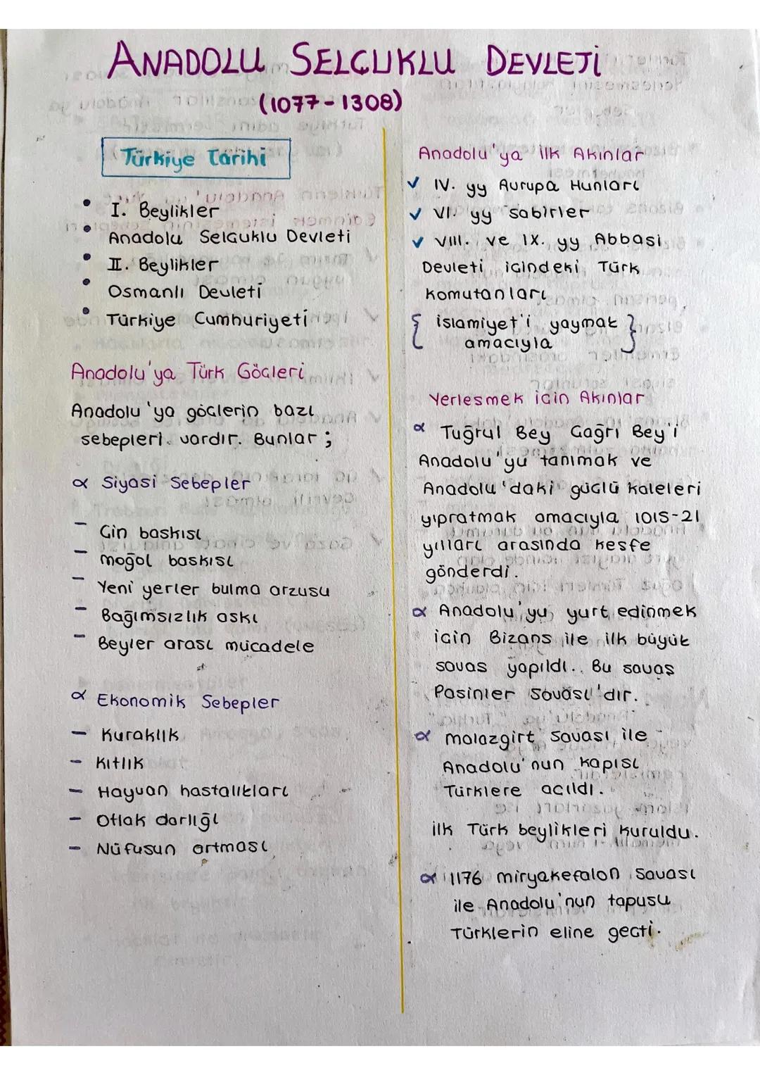 ANADOLU SELCUKLU DEVLETI
on (1077-1308)
Türkiye Tarihi
Anadolu'ya ilk Akinlar
✓ IV.
Homnib
V VI
Anadolu Selçuklu Devleti
• I. Beylikler
.
I.