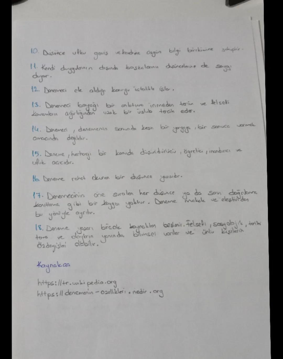 Denemenin Özellikleri
Deneme Nedir?
Deneme, yazarın belli bir konuya ilişkin Kisise duygu
ve dusuncelerini
anlattig, metinlere denir. Bu tür