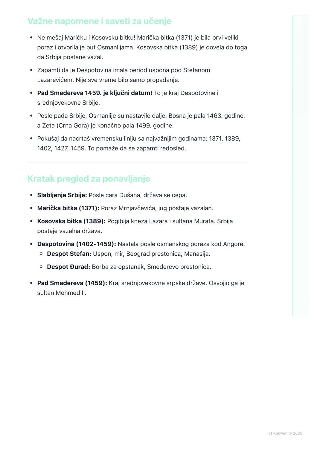 # Pad srpskih država i
despotovine

Uvod u pad srpskih država

Posle smrti cara Dušana, njegovo veliko carstvo je počelo da slabi i da se
ra