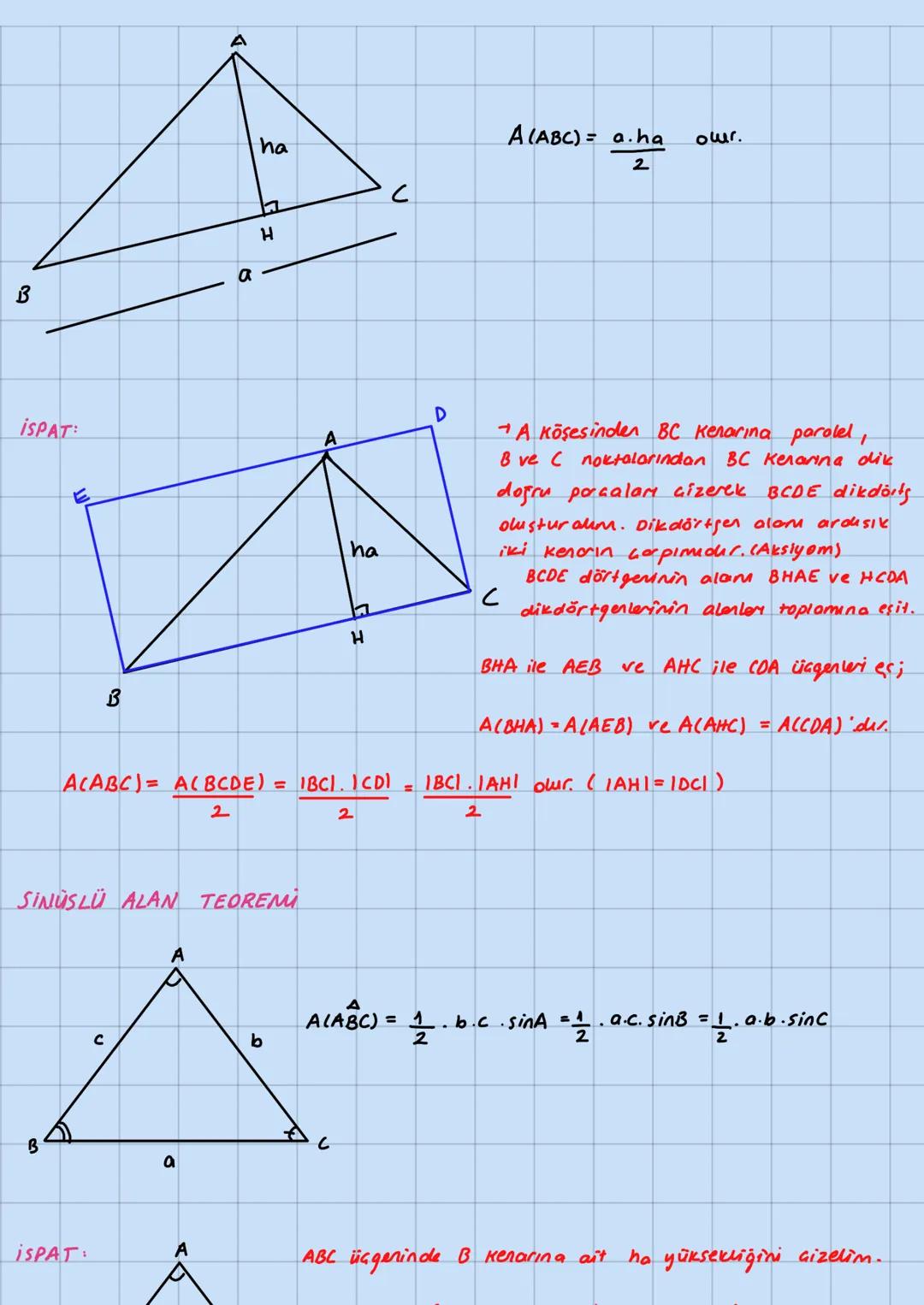 B
ISPAT
ha
a
H
८
A (ABC) = a.ha
04r.
2
B
ha
H
ACABC)= ACBCDE) = IBCL. ICDI
2
2
=
D
८
A Köşesinden BC Kenarına parolel,
B ve C noktalarından 