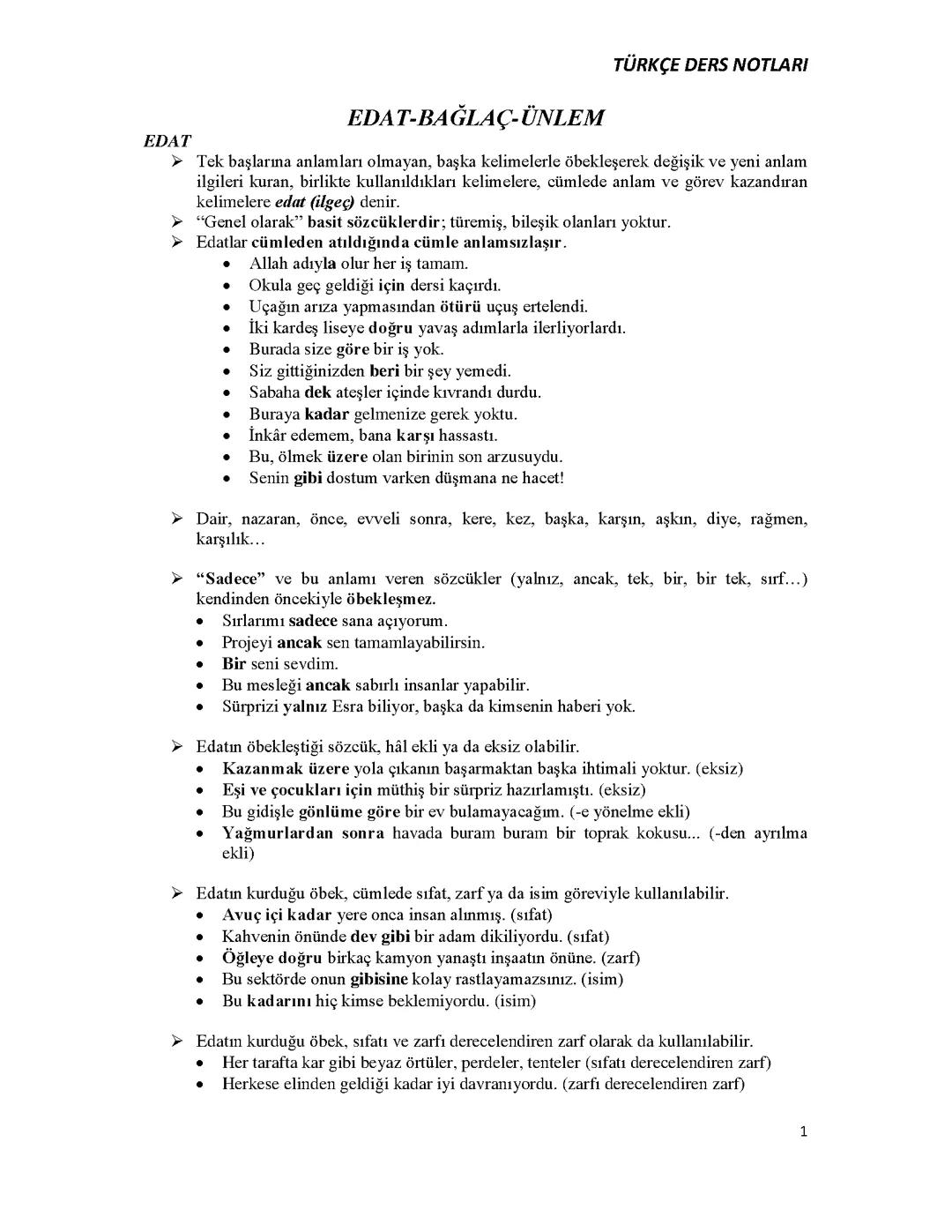 Edat, Bağlaç ve Ünlemler: Türkçe Dilbilgisi Rehberi