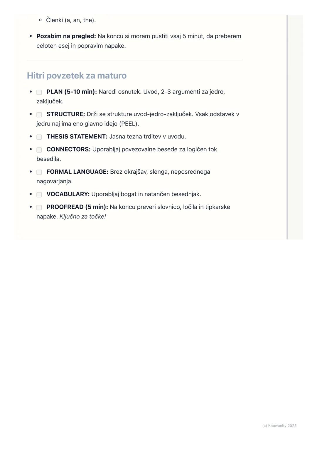 # Strategije za pisno izražanje

Splošni pregled pisanja esejev

Pisanje eseja na maturi je ključnega pomena, saj predstavlja velik del konč