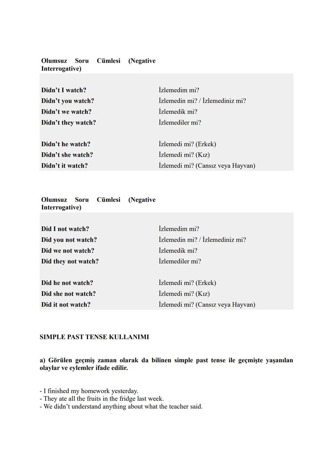 1) SIMPLE PRESENT TENSE
TENSES
SIMPLE PRESENT TENSE CÜMLE YAPISI
Olumlu Cümle (Affirmative):
Subject (Özne)
I
You
We
They
He
She
It
Verb (Fi