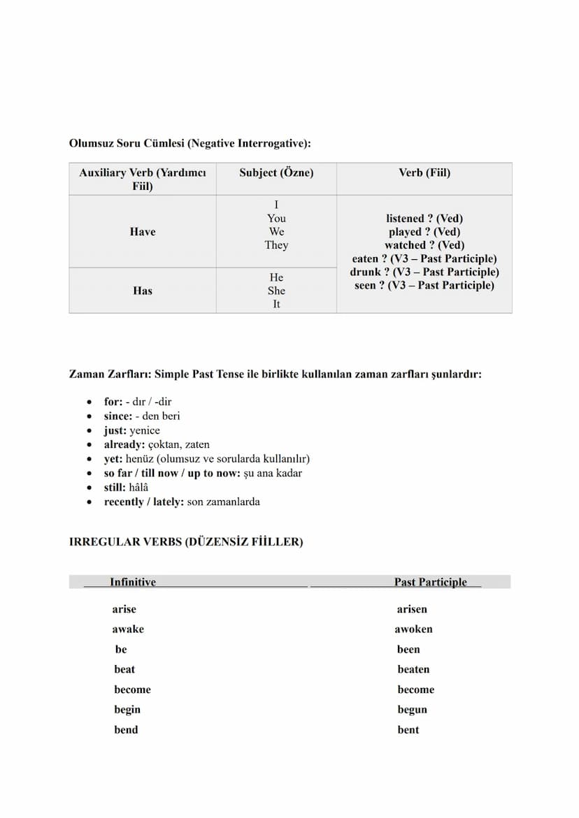 1) SIMPLE PRESENT TENSE
TENSES
SIMPLE PRESENT TENSE CÜMLE YAPISI
Olumlu Cümle (Affirmative):
Subject (Özne)
I
You
We
They
He
She
It
Verb (Fi