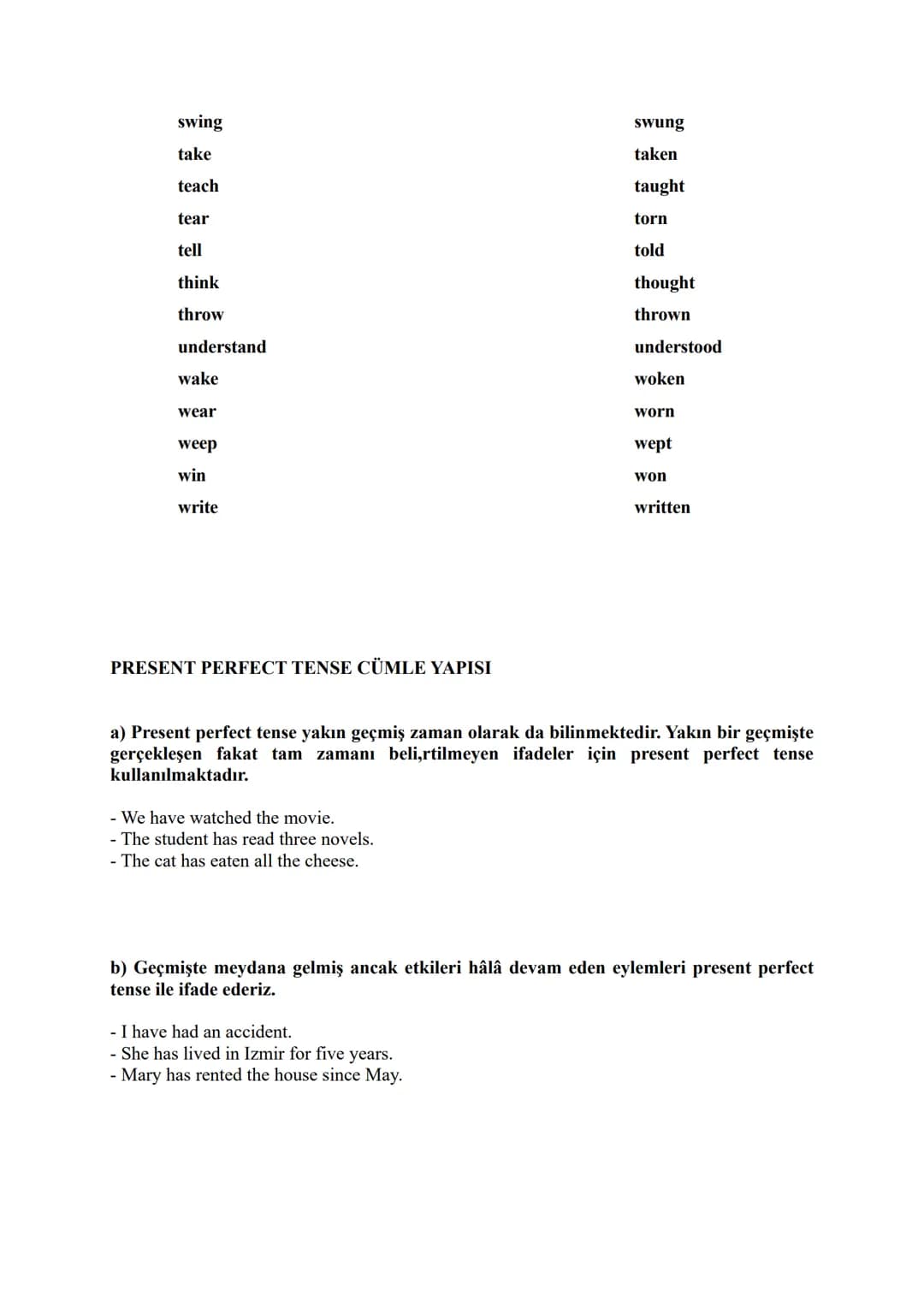 1) SIMPLE PRESENT TENSE
TENSES
SIMPLE PRESENT TENSE CÜMLE YAPISI
Olumlu Cümle (Affirmative):
Subject (Özne)
I
You
We
They
He
She
It
Verb (Fi