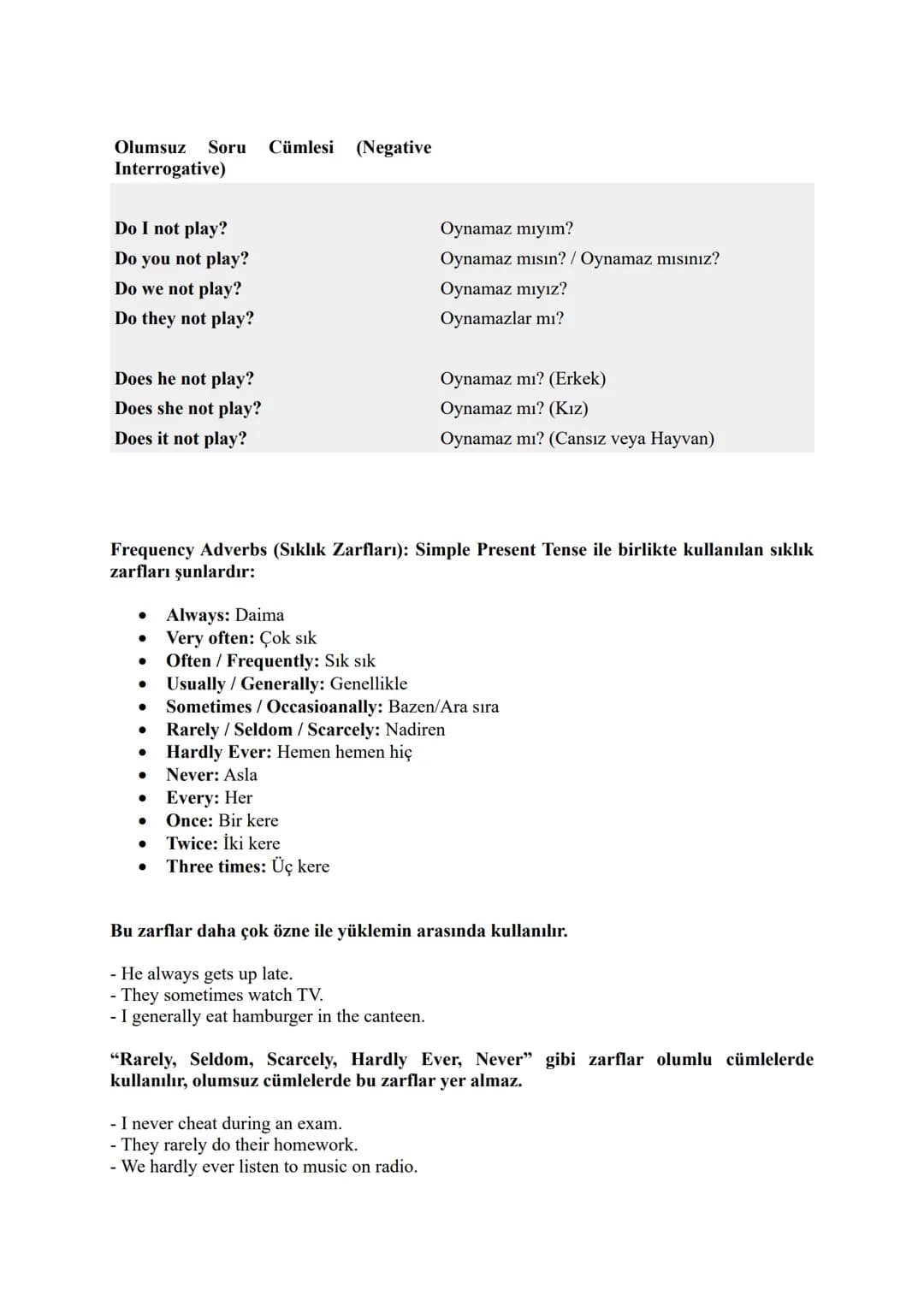 1) SIMPLE PRESENT TENSE
TENSES
SIMPLE PRESENT TENSE CÜMLE YAPISI
Olumlu Cümle (Affirmative):
Subject (Özne)
I
You
We
They
He
She
It
Verb (Fi