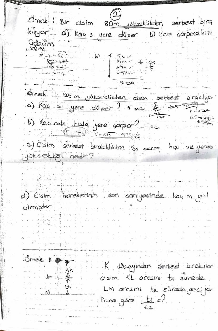 ATIS HAREKETLERI
SERBEST DUSME
Hava direncinin olmadiği ortamda serbest bırakılan
Cilk hiz=0) aşağıya doğru dingth hızlanar
hareket
yapor
①V