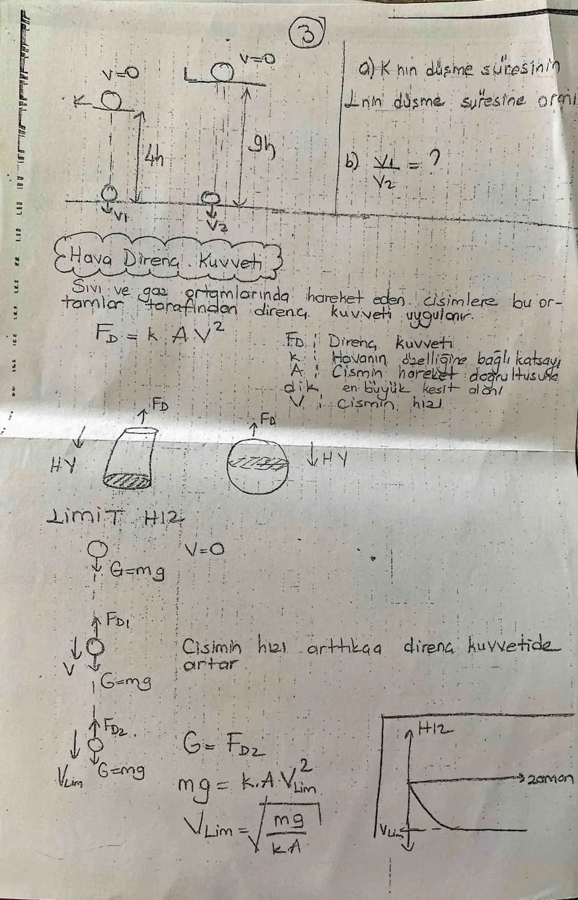 ATIS HAREKETLERI
SERBEST DUSME
Hava direncinin olmadiği ortamda serbest bırakılan
Cilk hiz=0) aşağıya doğru dingth hızlanar
hareket
yapor
①V