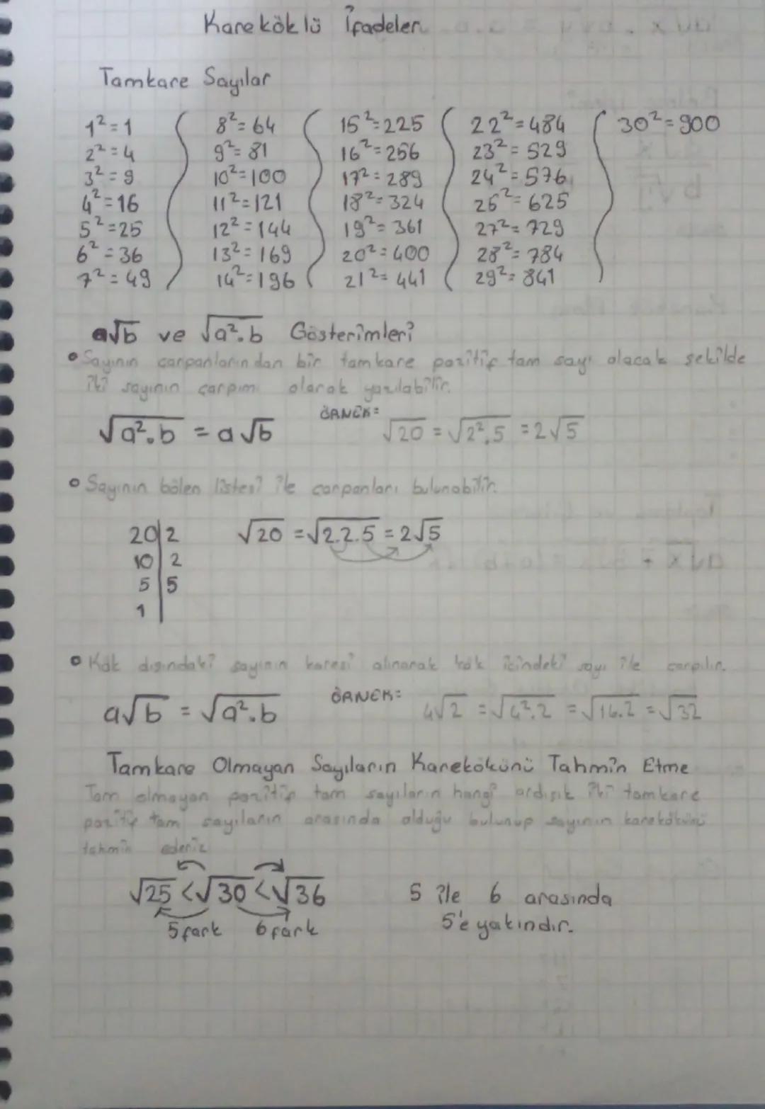 Kare köklü İfadeler

Tamkare Sayılar

12=1
82=64
152225
222=484
302-900
22=4
92=81
16=256
232=529
32=9
102=100
172=289
24576
4=16
112=121
18