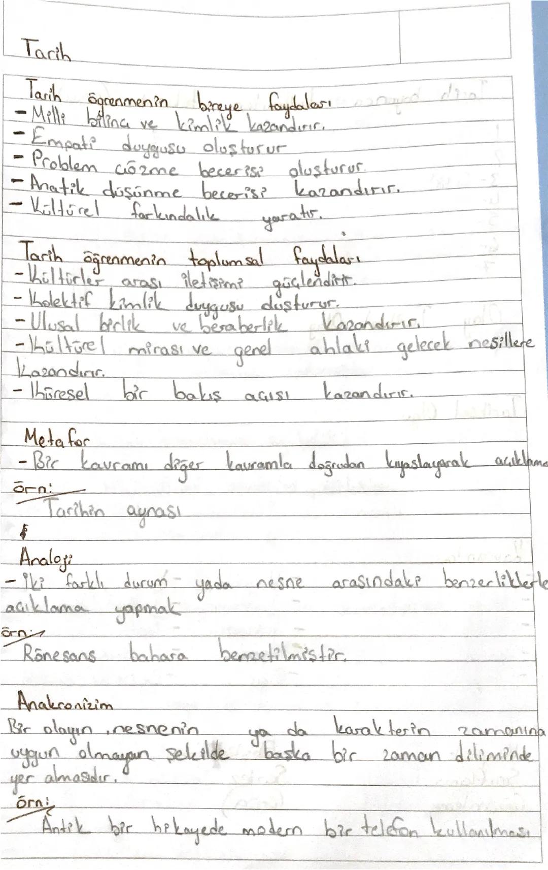 9. Sınıf Tarih Ders Notları - 1. Ünite