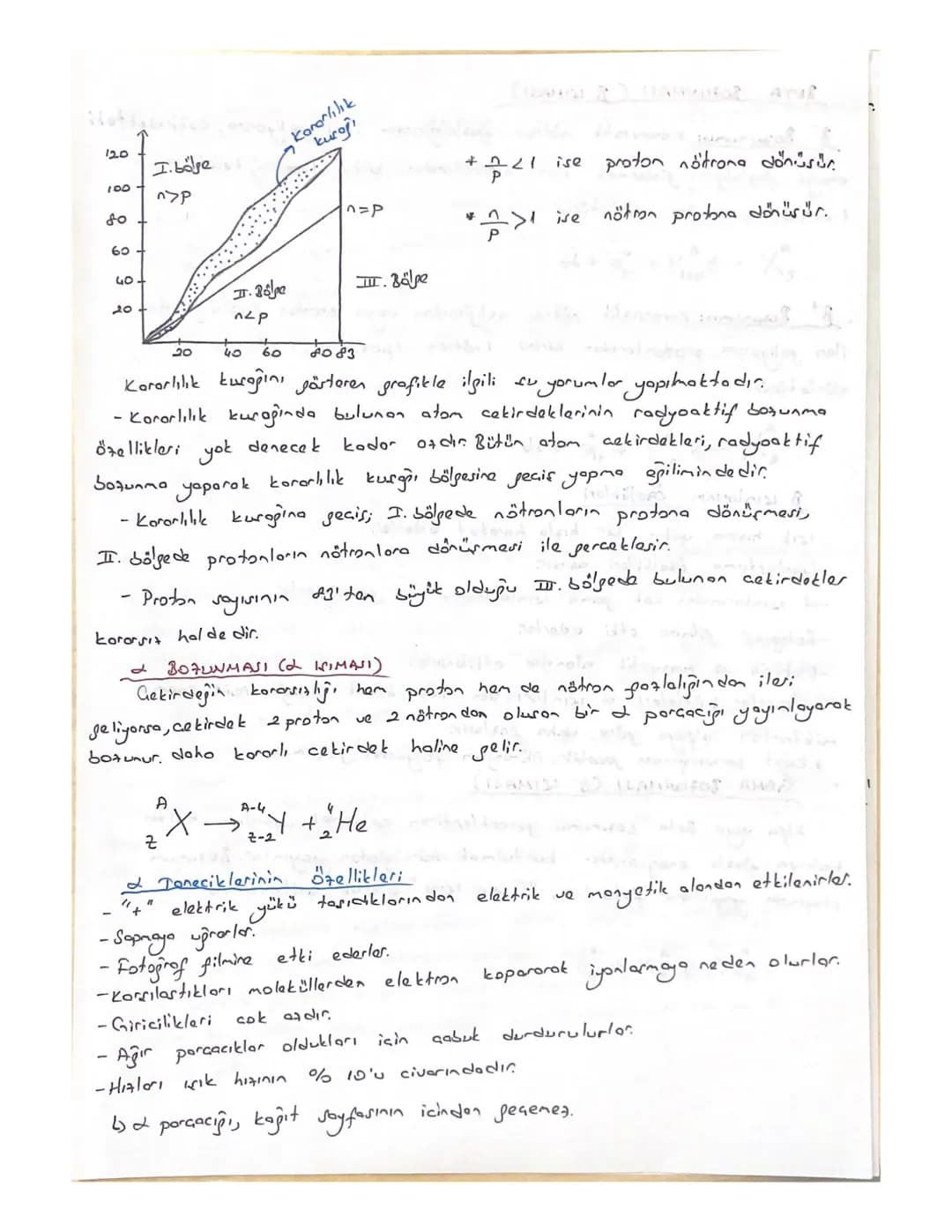 RADYOAKTIVITE
Kararsız cekir de klar, kararlı hale gelebilmek için kendiliğinden forkle
energi düzeylerine sahip cesitli ısınlar yayınlarlar