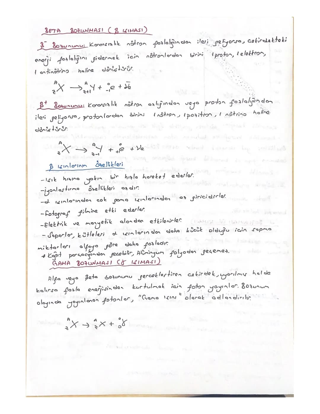 RADYOAKTIVITE
Kararsız cekir de klar, kararlı hale gelebilmek için kendiliğinden forkle
energi düzeylerine sahip cesitli ısınlar yayınlarlar