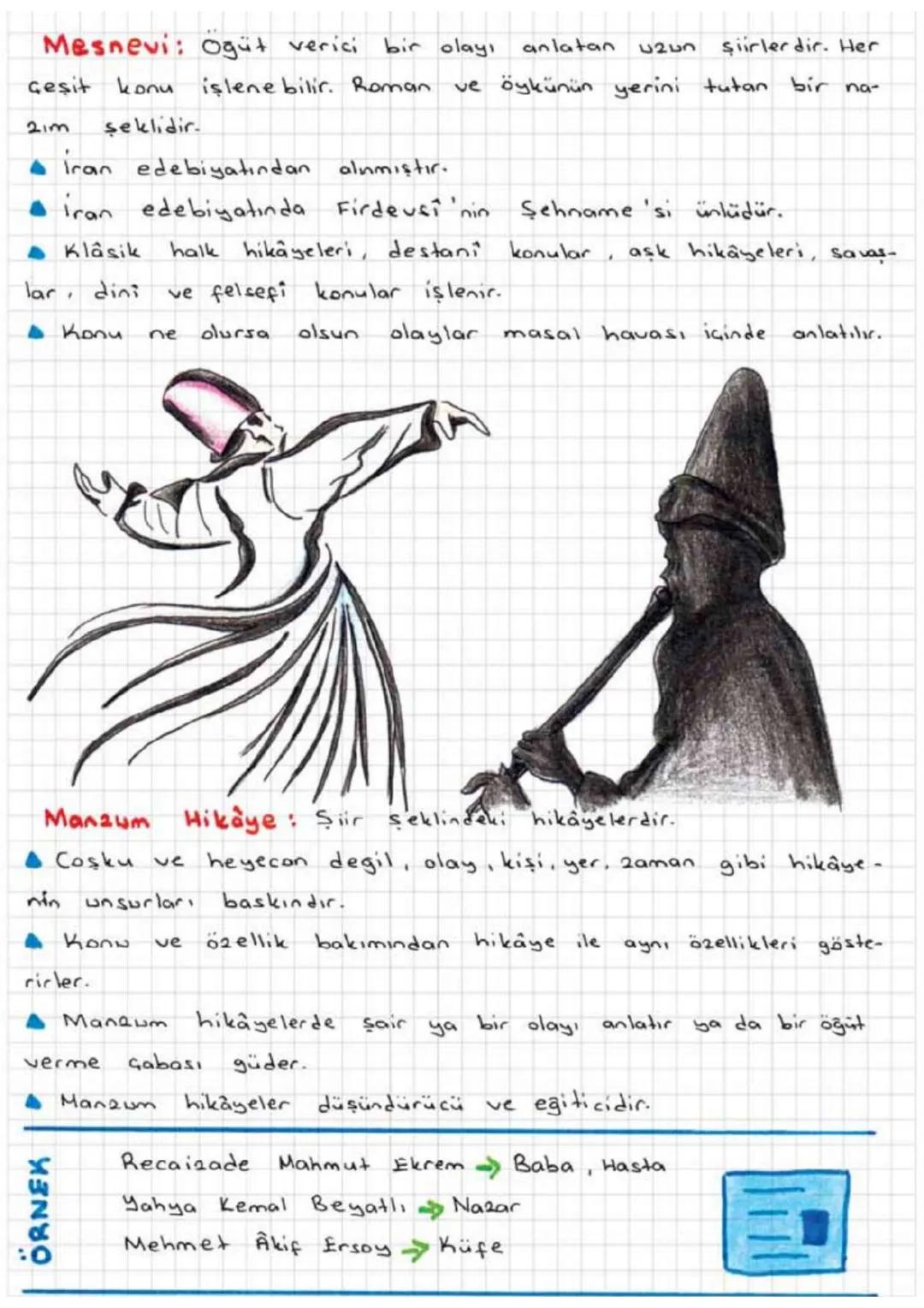ÖRNEK
Destan: Kahramanlarının olağanüstü eylemlerini coşkulu, tören-
Sel bir üslupla anlatan ve genellikle birkaç bölümden oluşan mazum
yapı