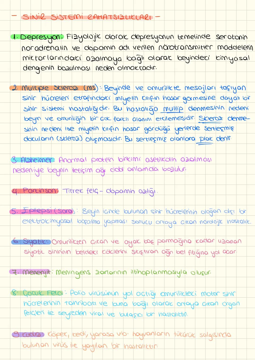 SINIR SISTEMİ RAHATSIZLIKLARD
1. Depresyon: Fizyolojik olarak depresyonun temelinde serotonin
noradrenalin ve dopamin adı verilen nörotransm