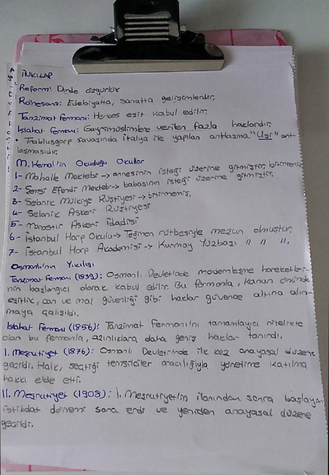 C
INKILAP
Reform! Dinde dagurluk
Röhesons: Edebiyatta, Sanatta gelişimlerdir,
Tanzimat Fermanı: Herkes esit kabul edilm
Islahat fermoni: Gay