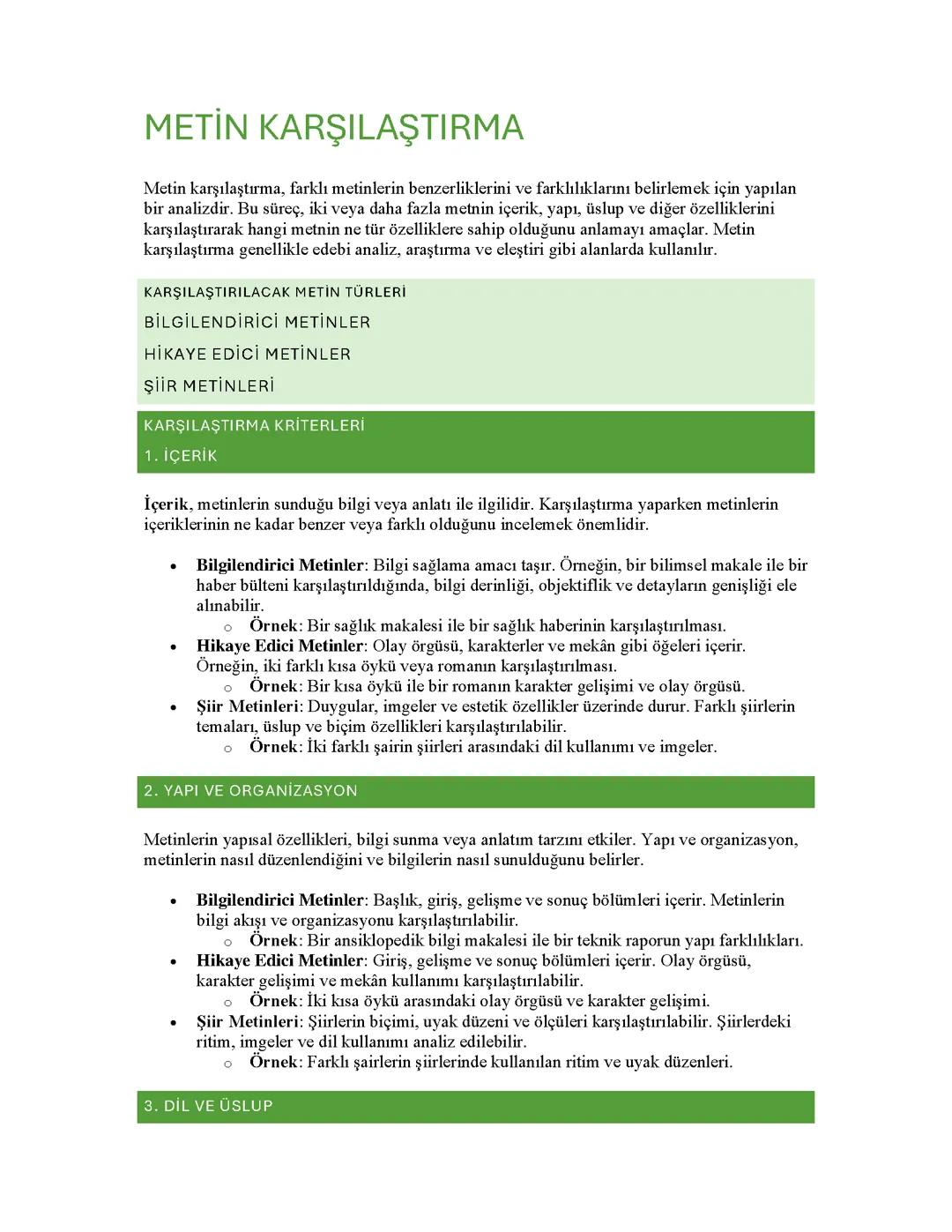 Metinler Arası Karşılaştırma: 4, 5, 6, 7 ve 8. Sınıf Örnekleri