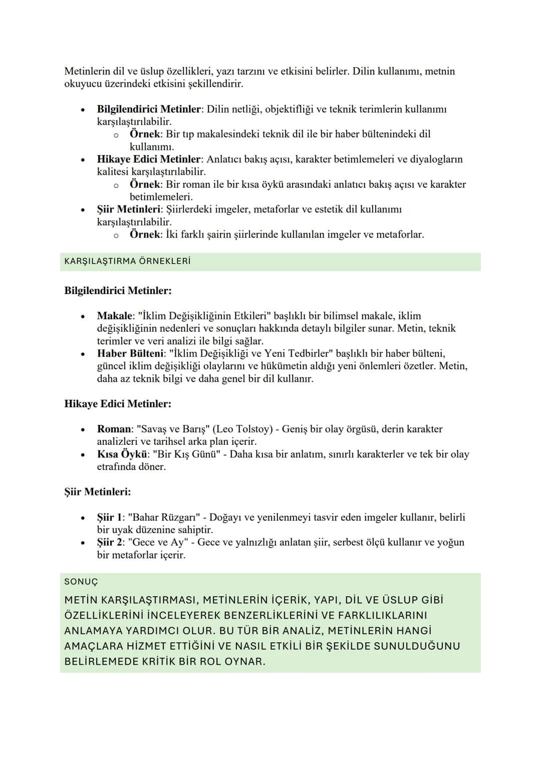 METİN KARŞILAŞTIRMA
Metin karşılaştırma, farklı metinlerin benzerliklerini ve farklılıklarını belirlemek için yapılan
bir analizdir. Bu süre