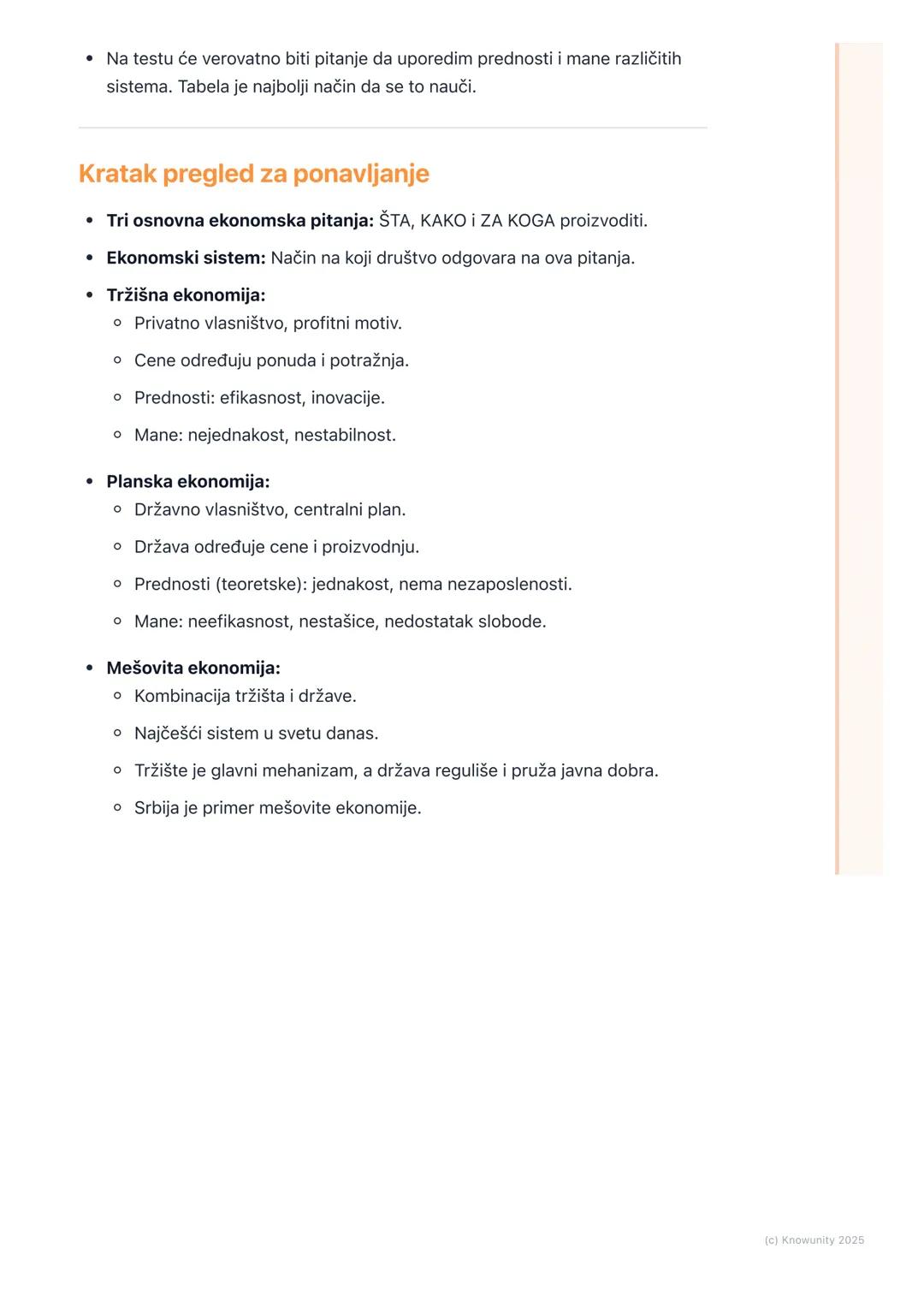 # Ekonomski sistemi

Uvod u ekonomske sisteme

Svako društvo mora da odgovori na tri osnovna ekonomska pitanja:

1. ŠTA proizvoditi? (Koje r