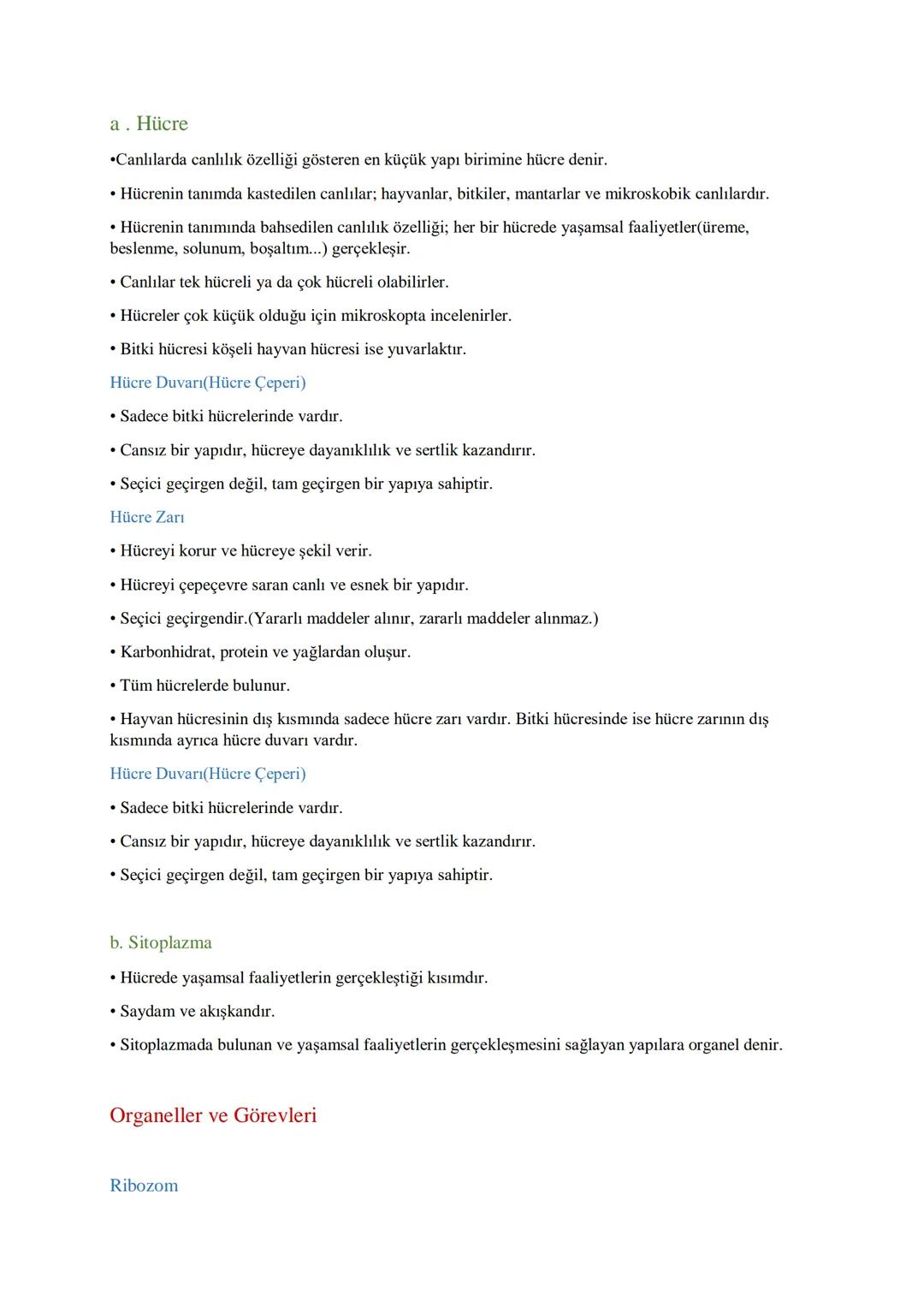 a. Hücre
•Canlılarda canlılık özelliği gösteren en küçük yapı birimine hücre denir.
⚫ Hücrenin tanımda kastedilen canlılar; hayvanlar, bitki