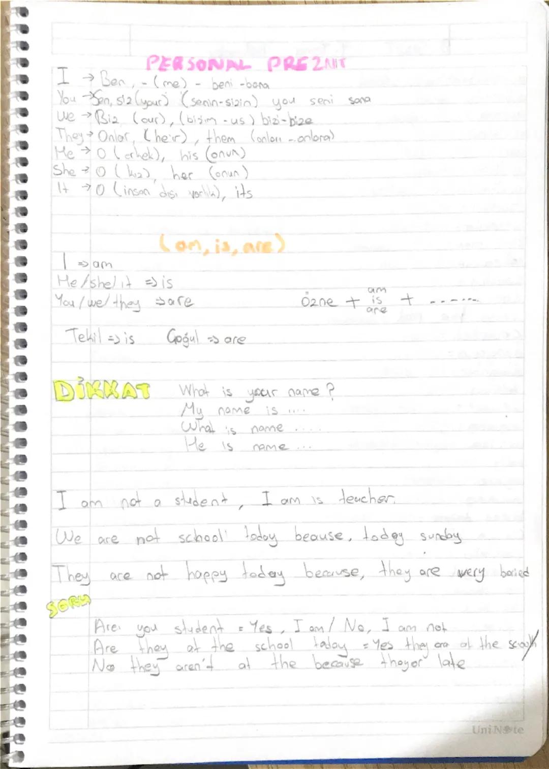 PERSONAL PREZNIT
sexi
I Ben, - (me) - beni -bona
You en, s'₂ (your) (senin-siain) you
We Biz (our), (bisim -us) bizi-bize
TheyOnlar, (heir),