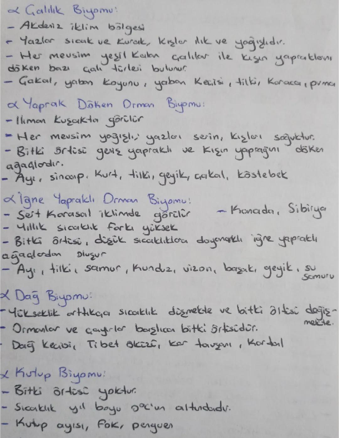 Karasal biyomlar-çalılık, yaprak döken orman, iğne yapraklı orman, dağ ve kutup biyomları