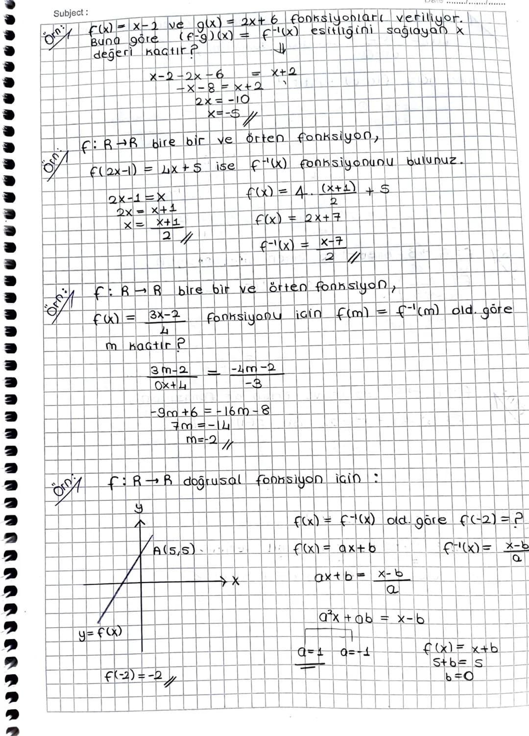 Subject:
Ters Fonksiyon
f: AB
bire bir ve
örten bir fonksiyon olsun.
f: B-A fonksiyonuna f fonksiyonunun
A
f
B
B
- a
فه
☑
.
X
6
fo
-1
>
Date