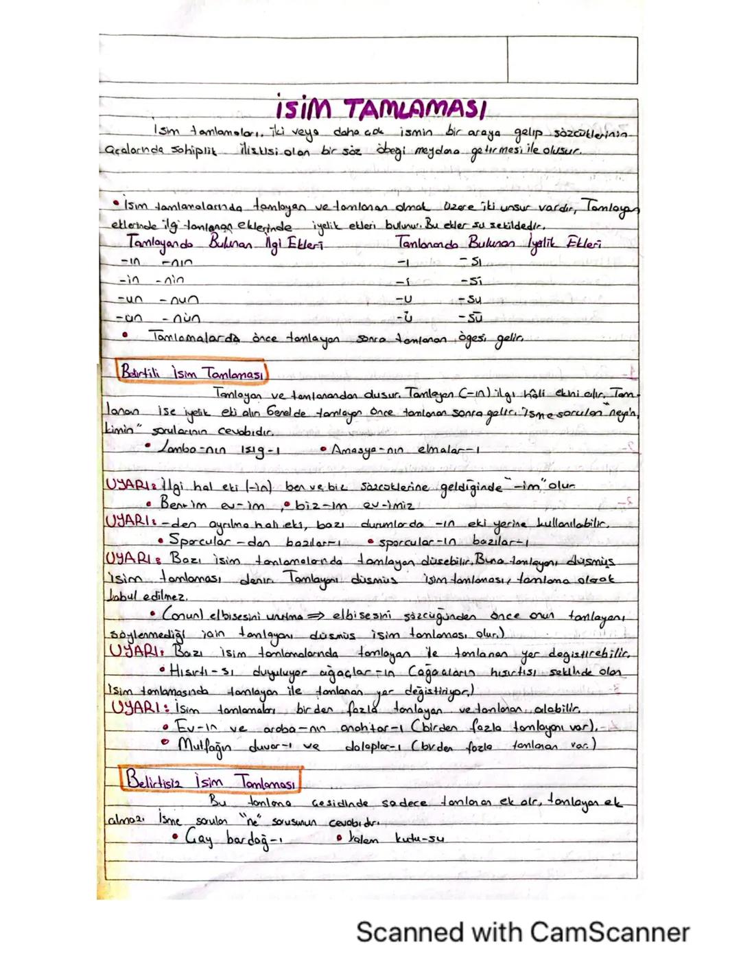 İsim Tamlaması Konu Anlatımı ve Örnekleri