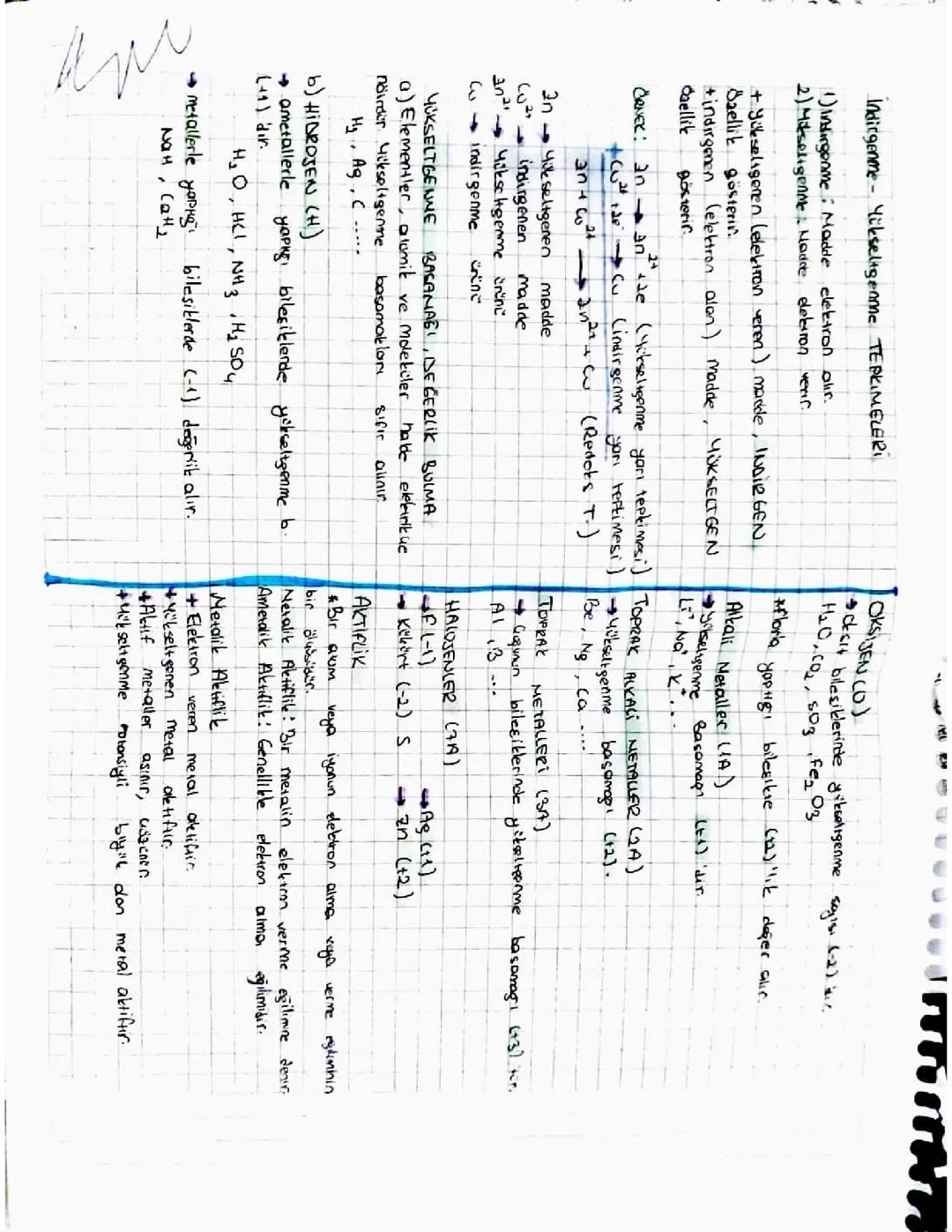 AYT KİMYA İNDİRGENME VE YÜKSELTGENME TEPKİMELERİ