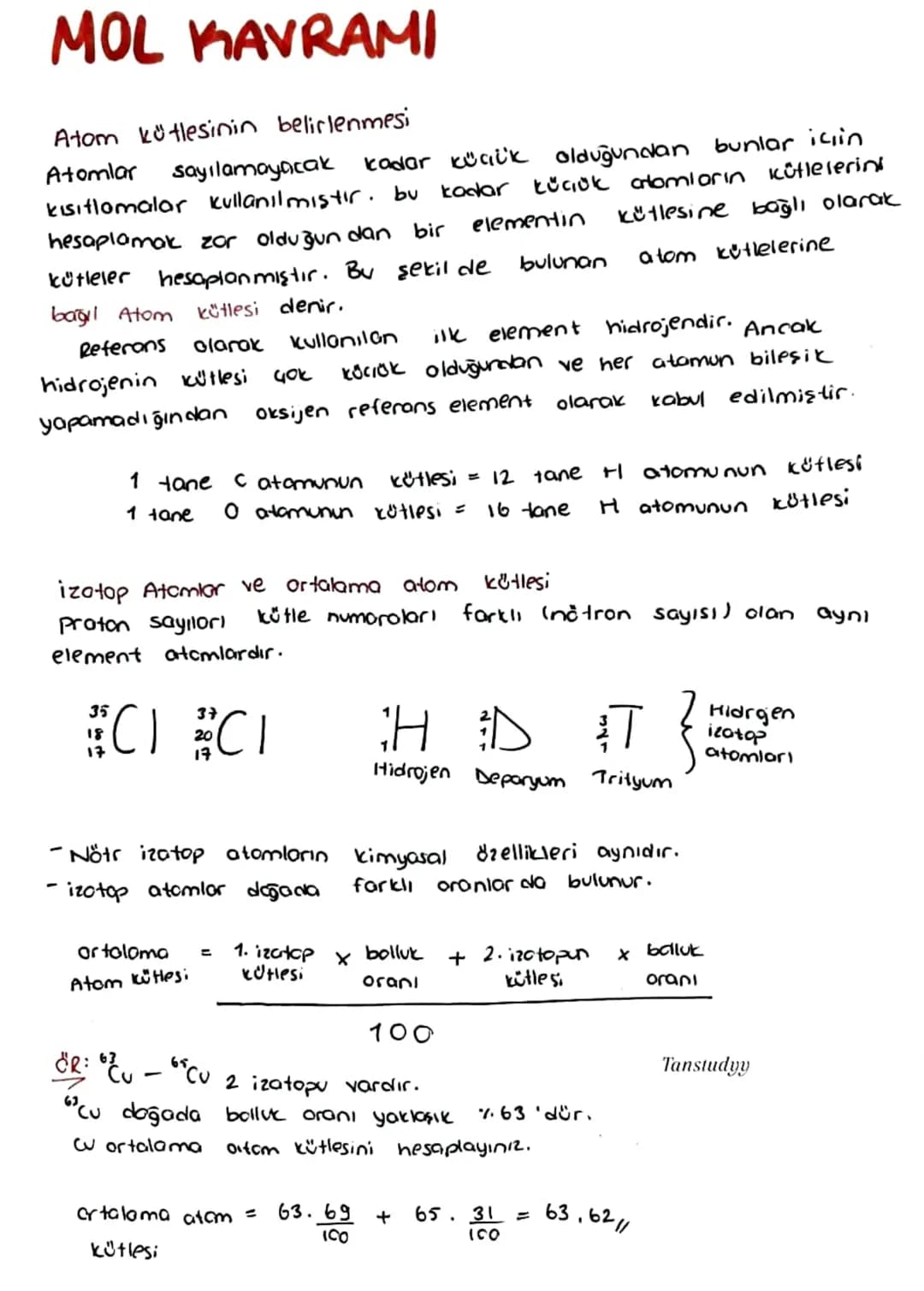 MOL KAVRAMI
Atom kütlesinin belirlenmesi
Atomlar
sayılamayacak kadar küçük olduğundan bunlar için
kısıtlamalar kullanılmıştır. bu kadar küçü