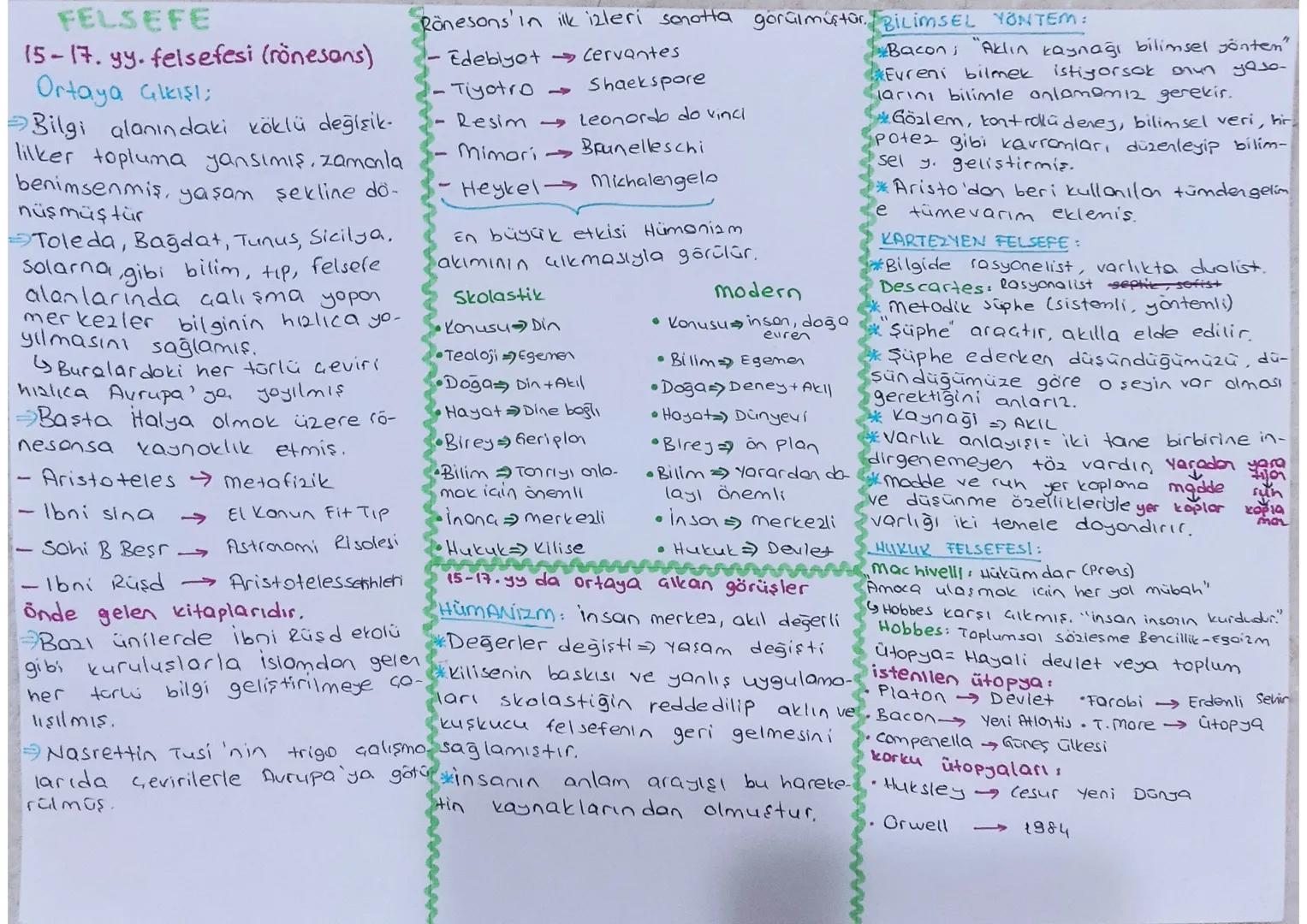 # FELSEFE
15-17. yy. felsefesi (rönesans)
Ortaya çıkışı:

Bilgi alanındaki köklü değişik-
lilker topluma yansımış, zamanla
benimsenmiş, yaşa