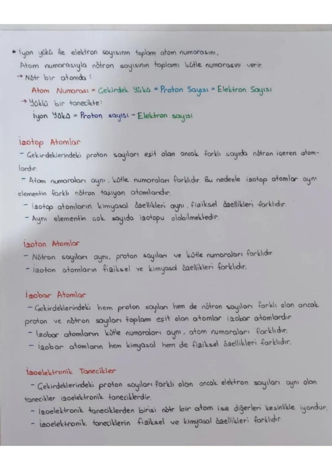 Atomun Yapısı
Atomu oluşturan temel tanecikler proton, nôtron ve elektronlardır.
Atom çekirdeğin positif yüklü protonlar ve yüksüz nötronlar