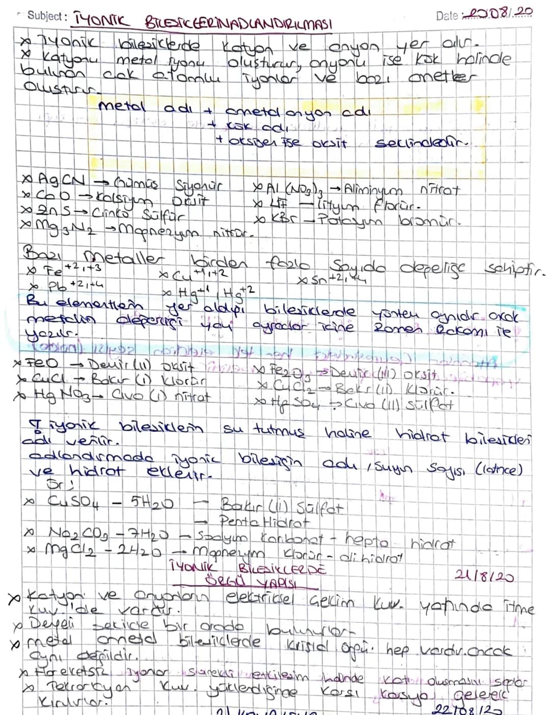 Subject: Tyonlik BAG
Date: 19/08 20.
X ketyanlar ve anyonlar arasındaki elektrostatic cekim
Tyon Kalintilonaia, dusimine sopor
× Proton ve e