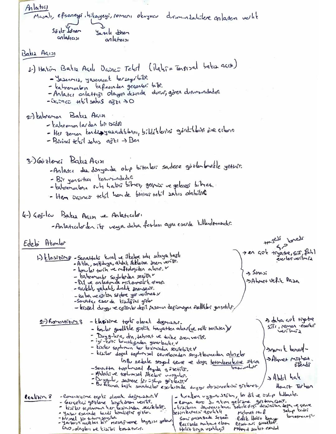 Bakış Açıları, Edebi Akımlar ve Cümle Türlerine Dair Bilgiler