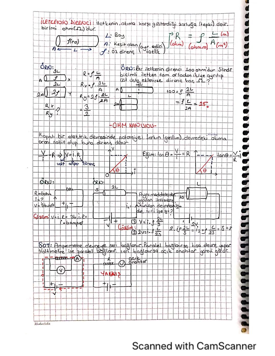 10. Sınıf Fizik: Ohm Yasası ve Elektrik Devreleri Konu Anlatımı PDF